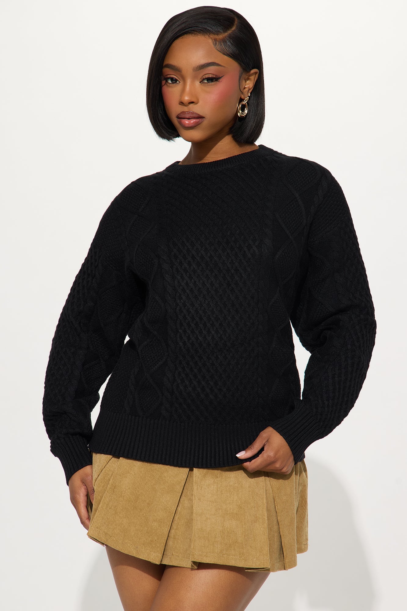 Azusa Cable Knit Sweater - Black