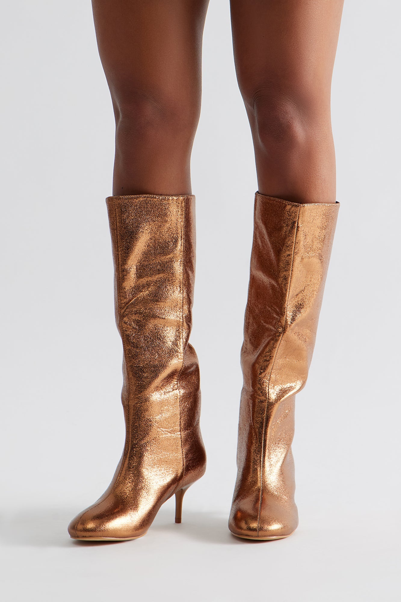 Tibby Kitten Heel Boots - Bronze