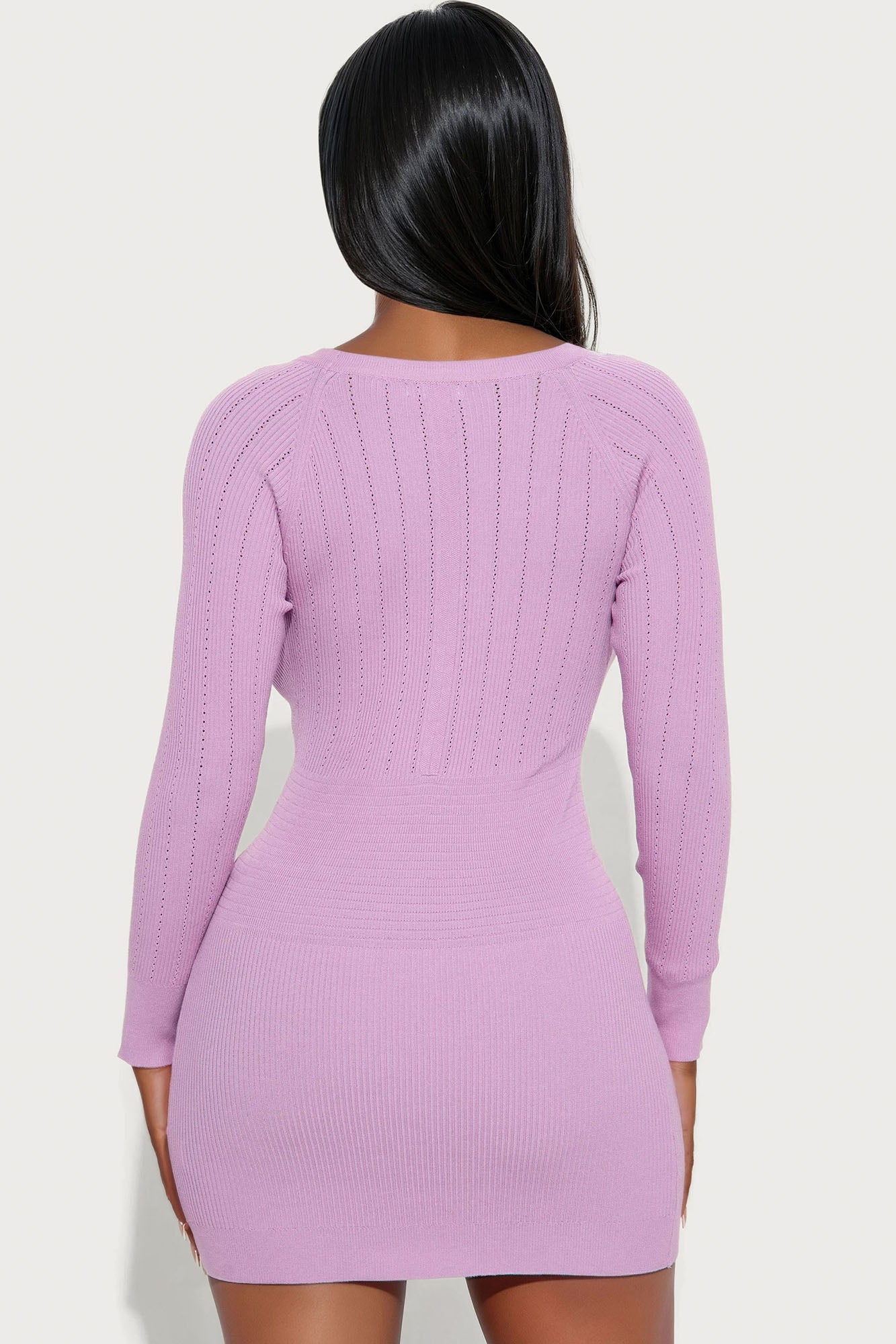 Fit For Fall Long Sleeve Sweater Mini Dress - Lilac