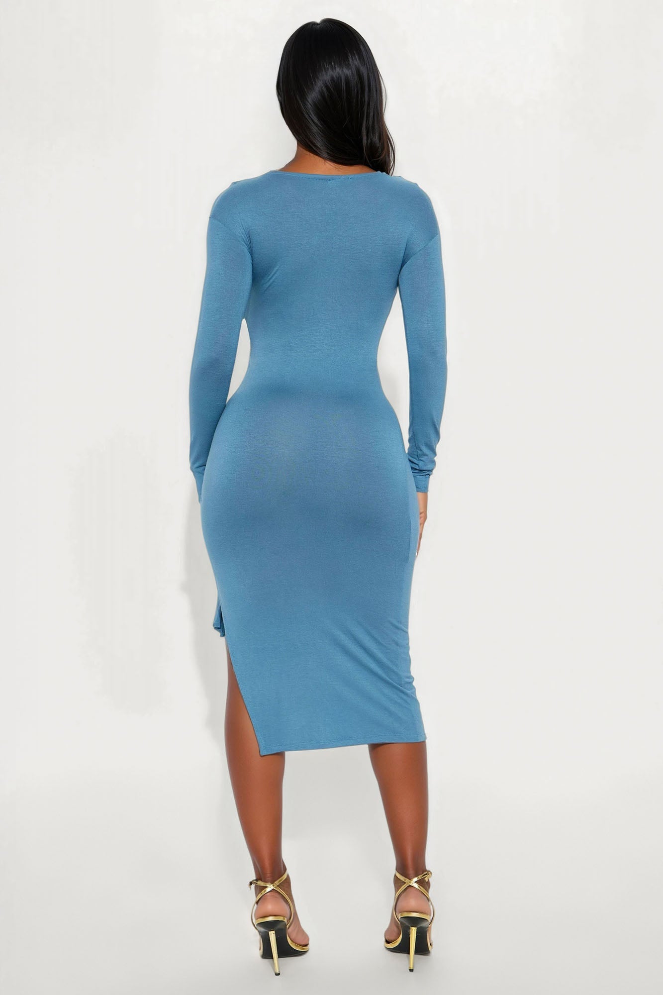 Kiara Draped Midi Dress - Blue