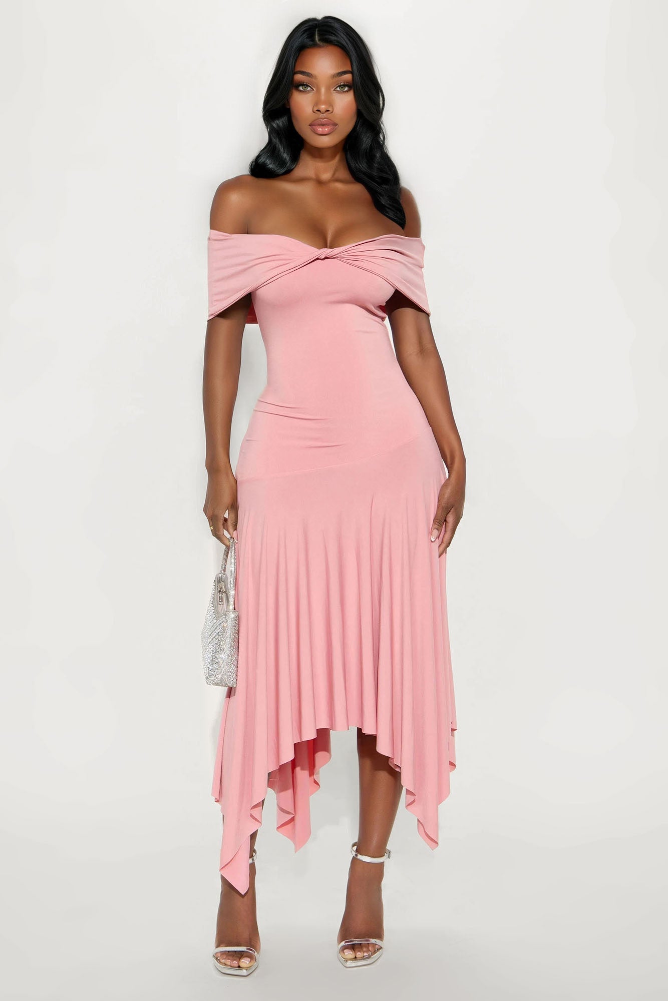 Brielle Asymmetrical Midi Dress - Mauve