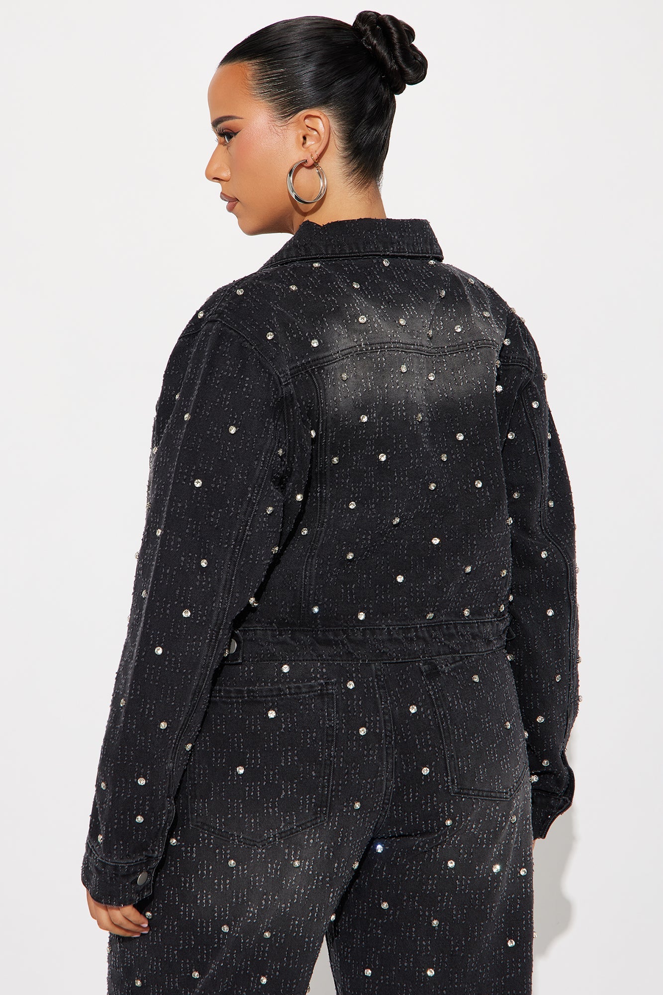 City Lights Embellished Denim Jacket - Black Wash