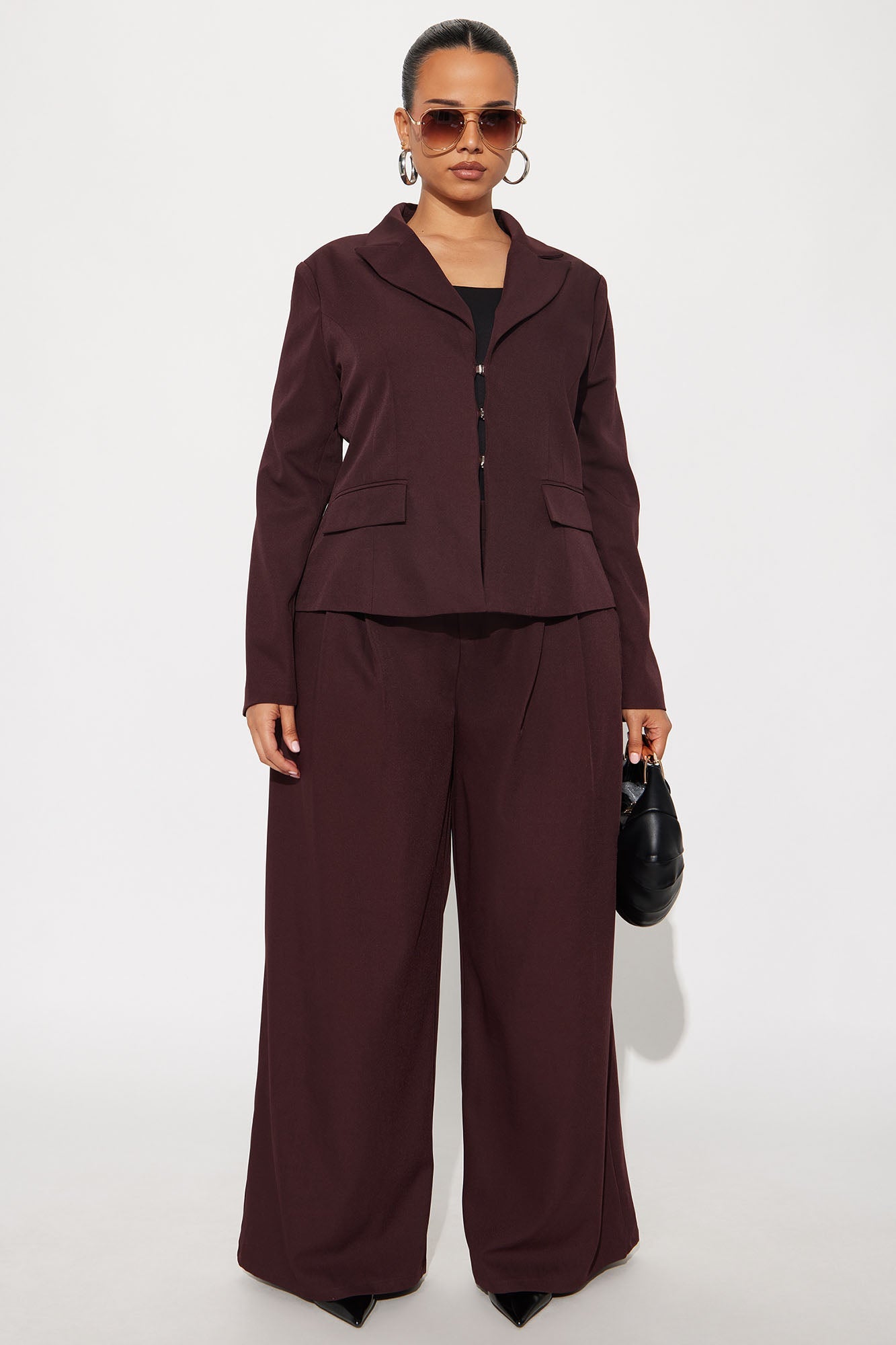 Power Pose Lace Up Fitted Blazer - Wine