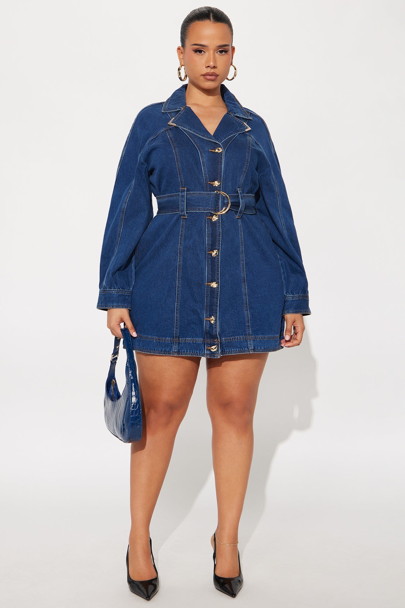 Dalia Belted Denim Mini Dress - Denim