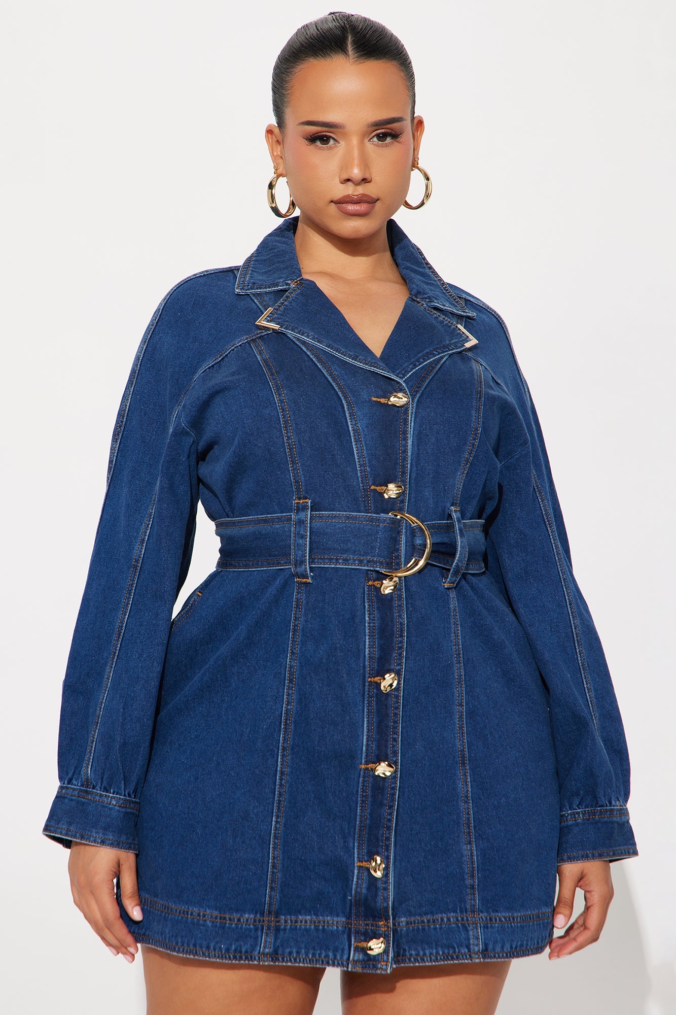 Dalia Belted Denim Mini Dress - Denim