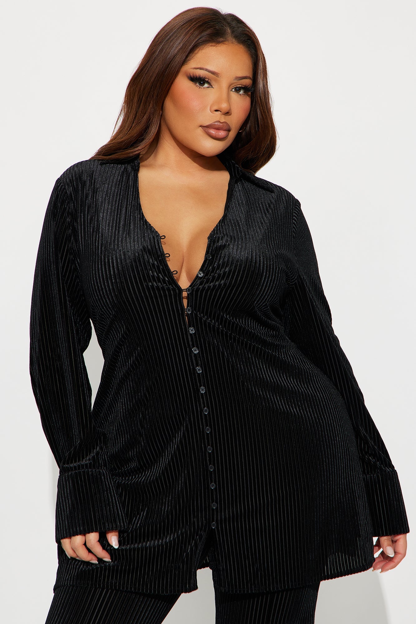 Too Early To Tell Velvet Pant Set - Black