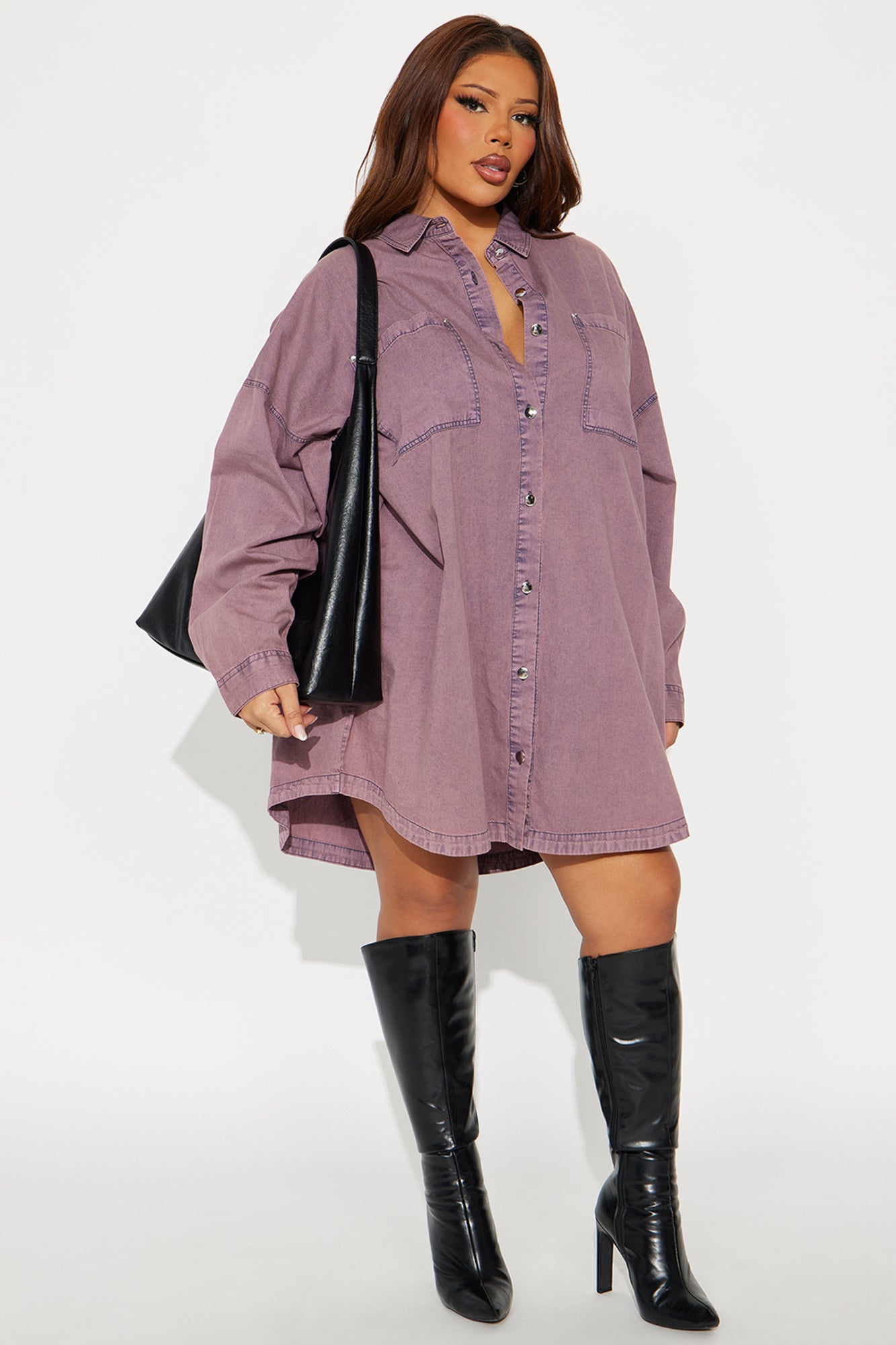 Betsy Denim Shirt Mini Dress - Pink