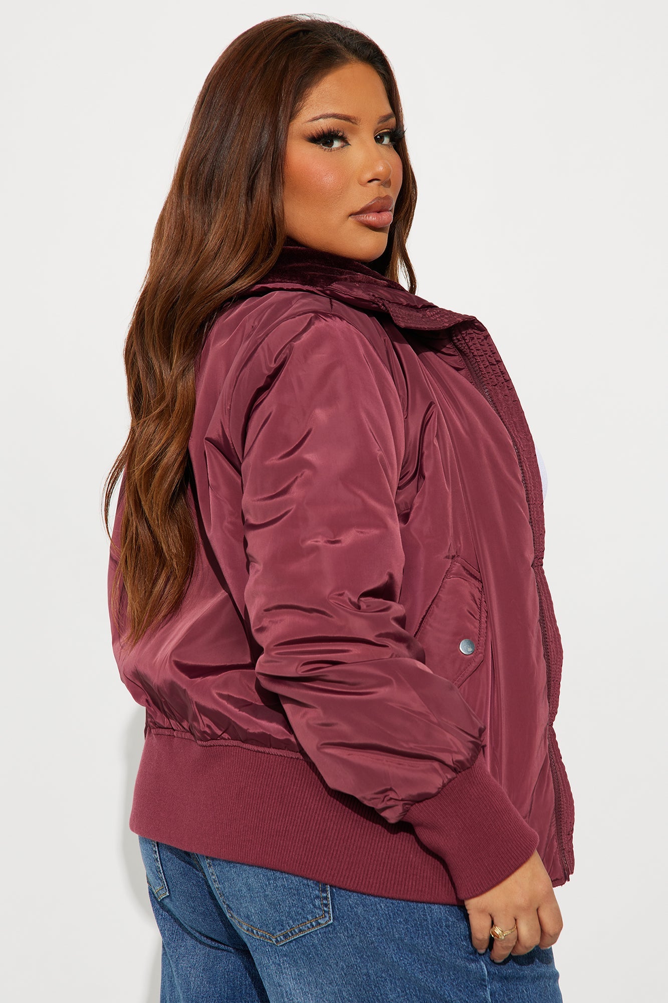 Nights In Denver Bomber Jacket - Burgundy