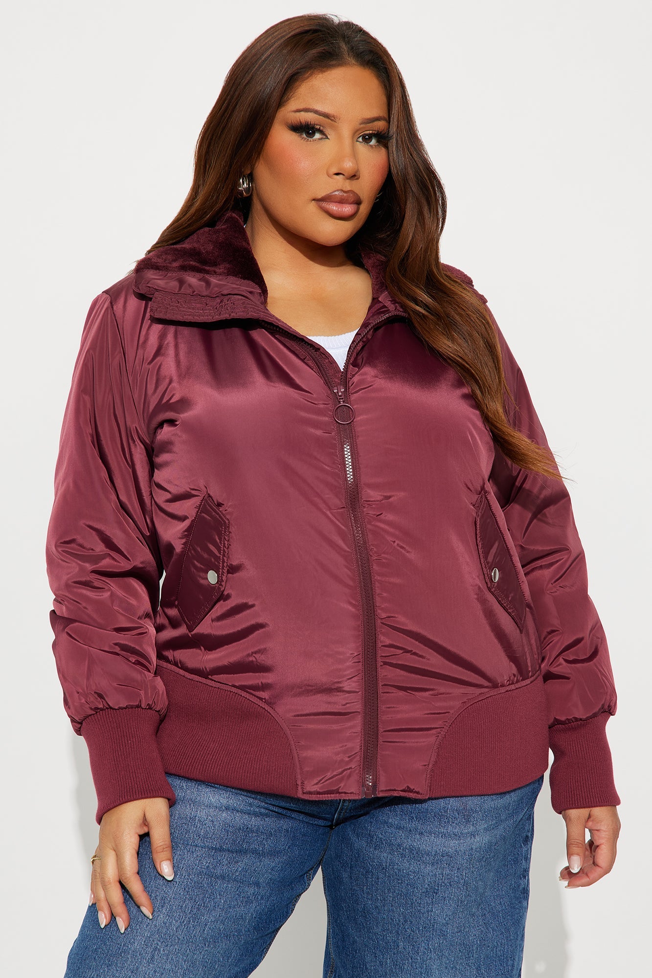 Nights In Denver Bomber Jacket - Burgundy