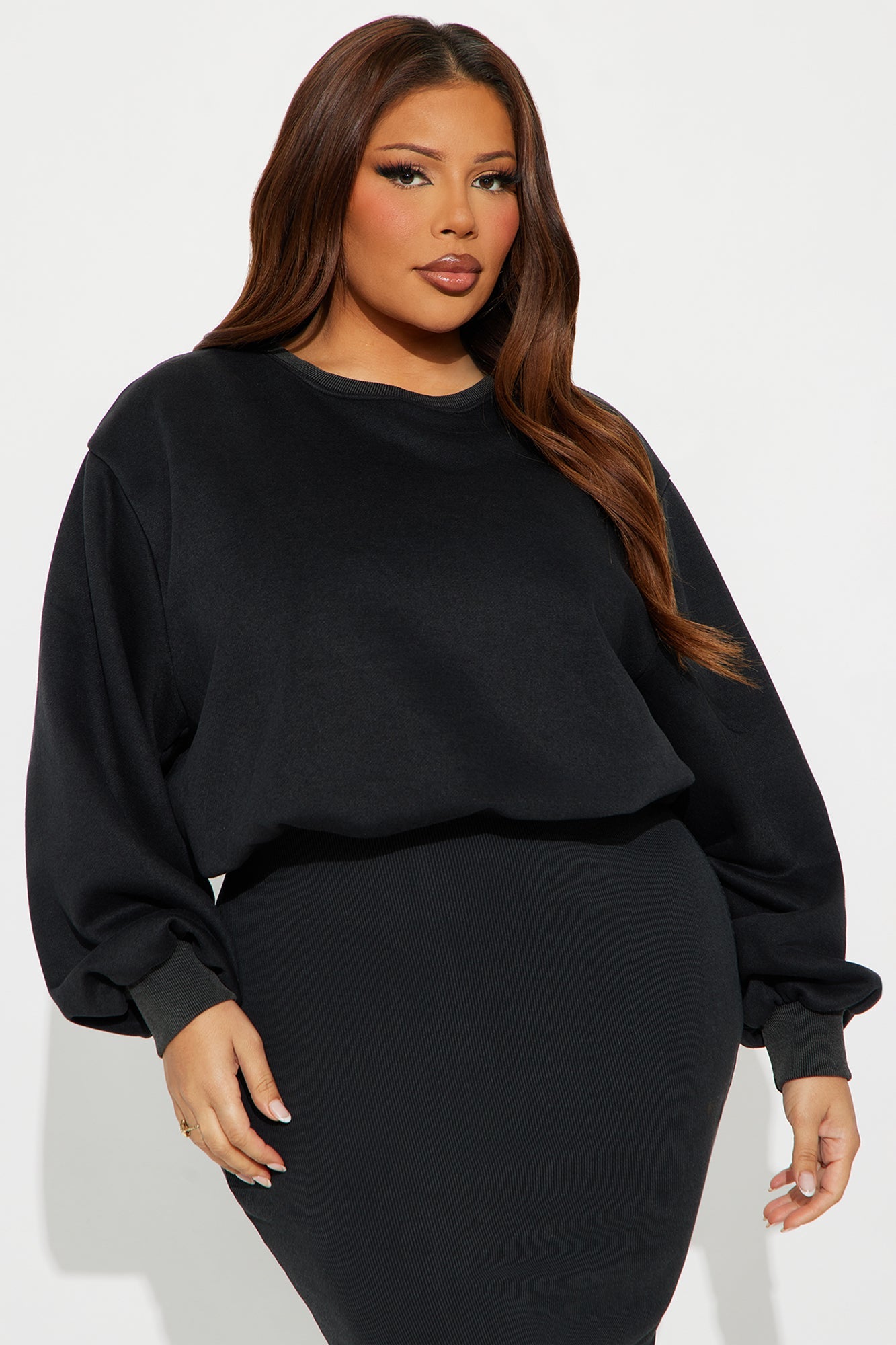 Wrapped Up Ribbed Maxi Dress Set - Black