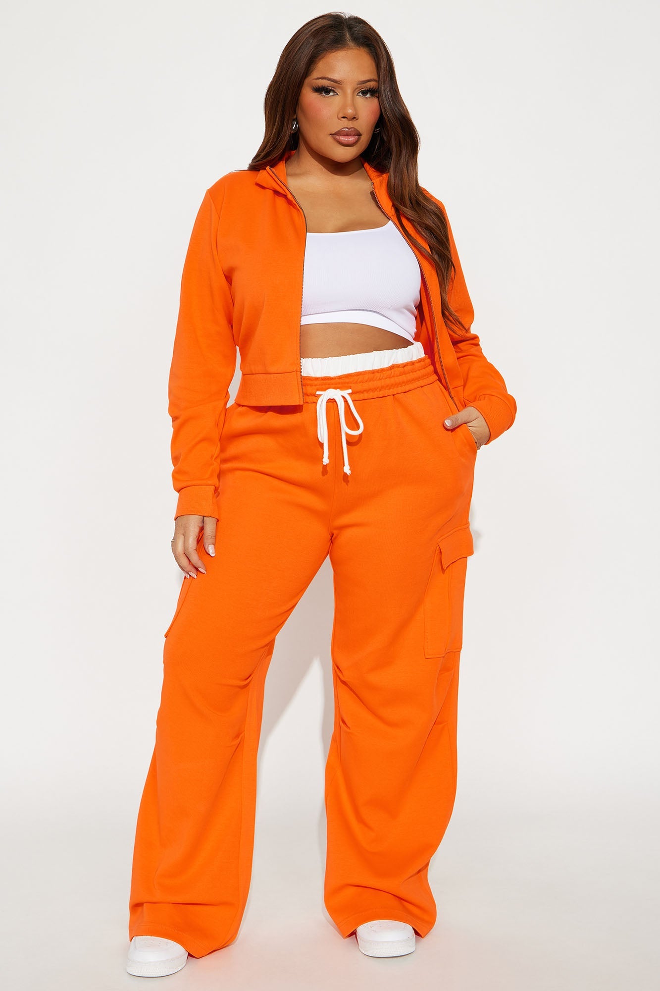 Makayla Cargo Sweatpants - Orange