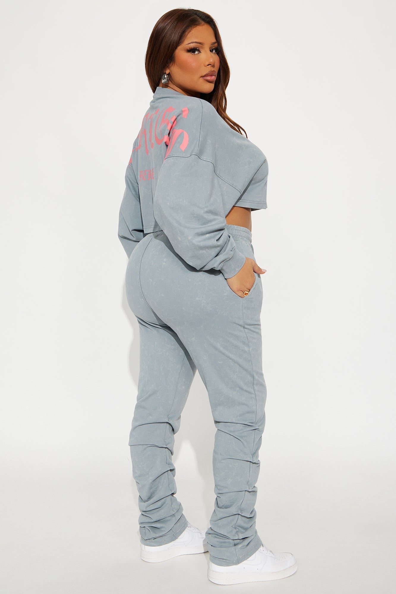 Fearless Energy Washed Pant Set - Grey