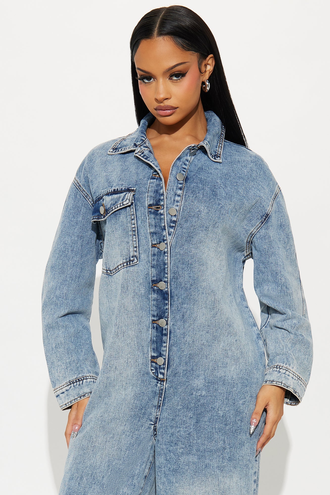 Back In Time Denim Jumpsuit - Denim