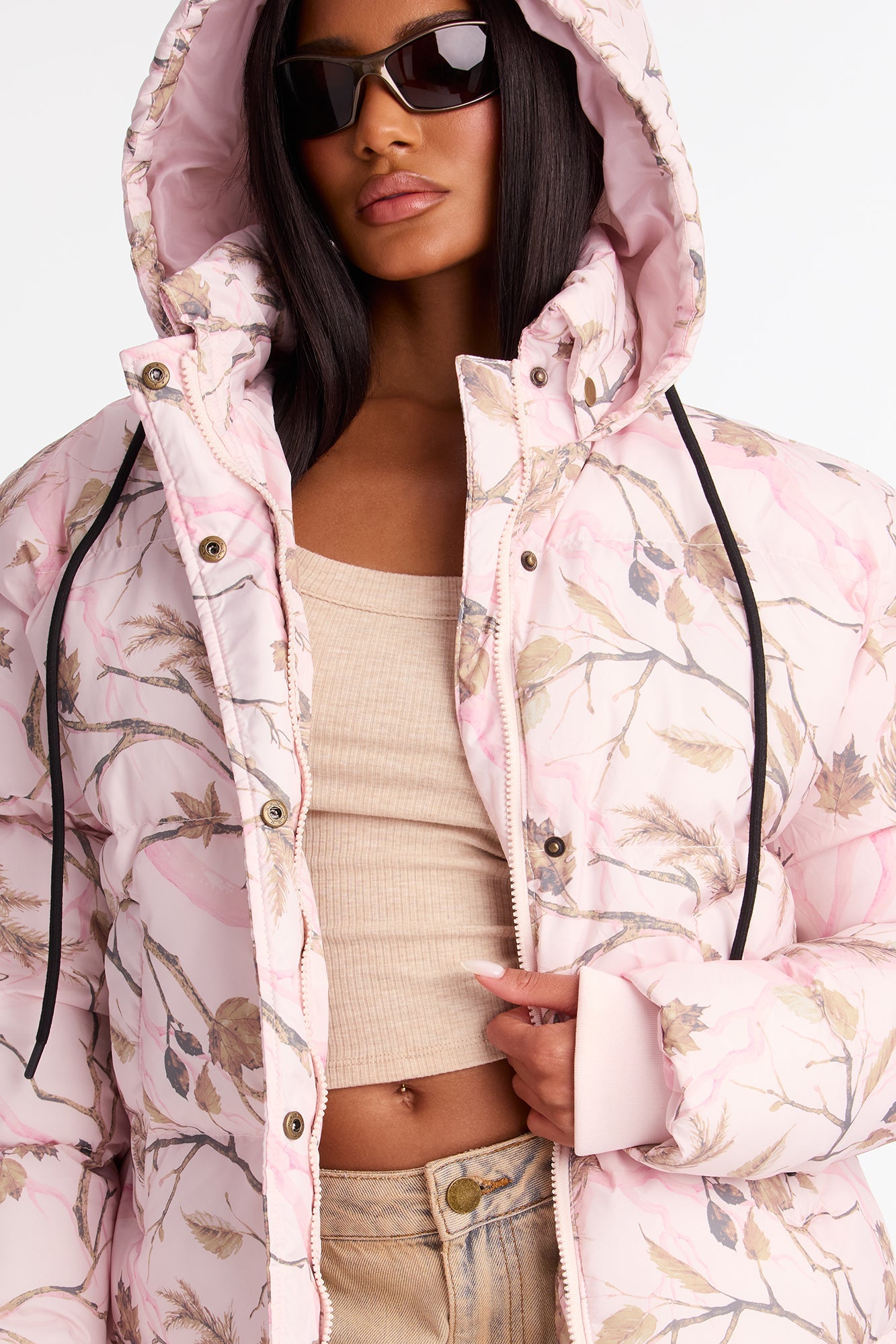 Ski Views Tree Camo Puffer Jacket - Pink/combo