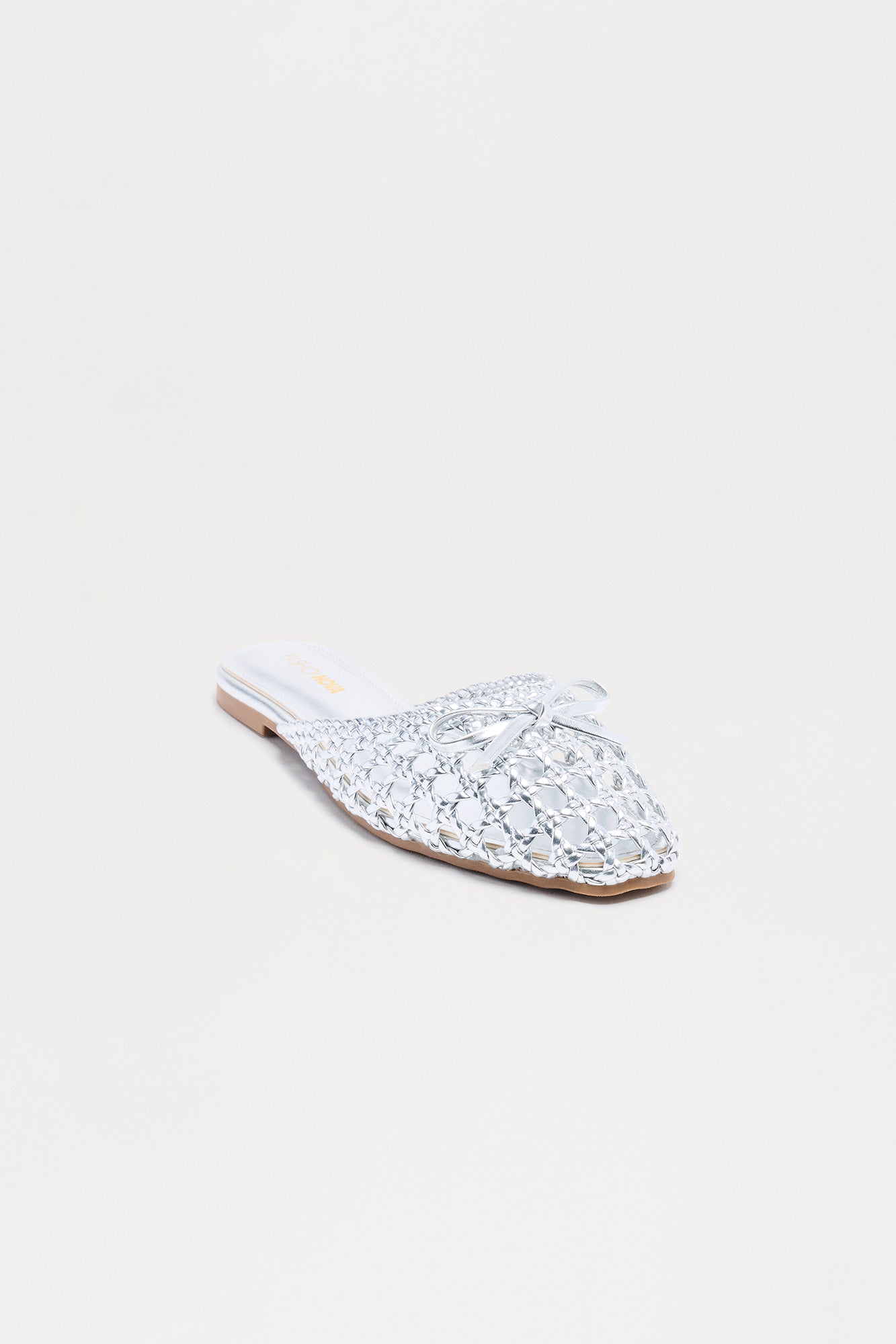 Tamia Bow Crochet Flats - Silver