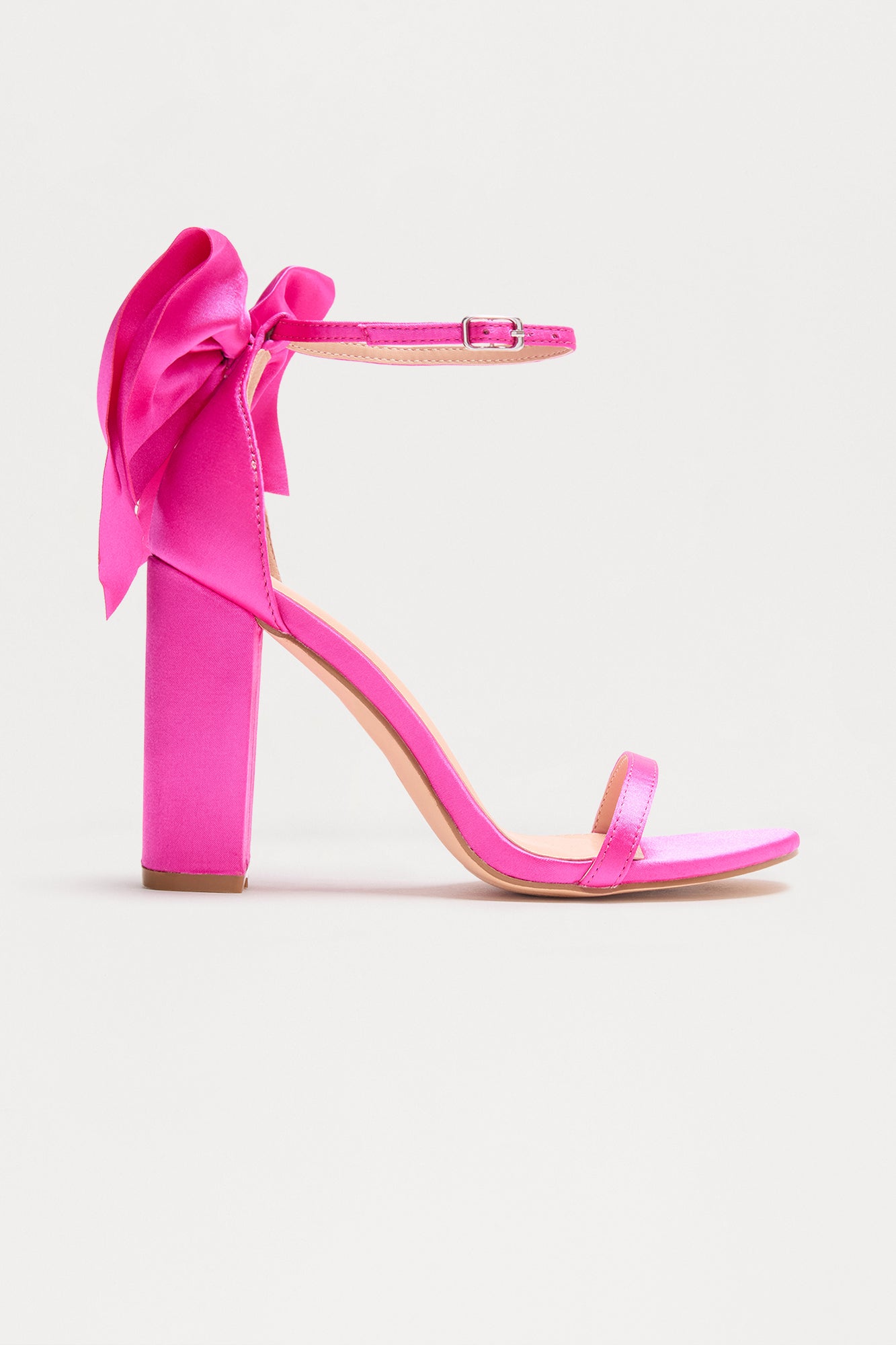 Flores Satin Bow Heels - Hot Pink