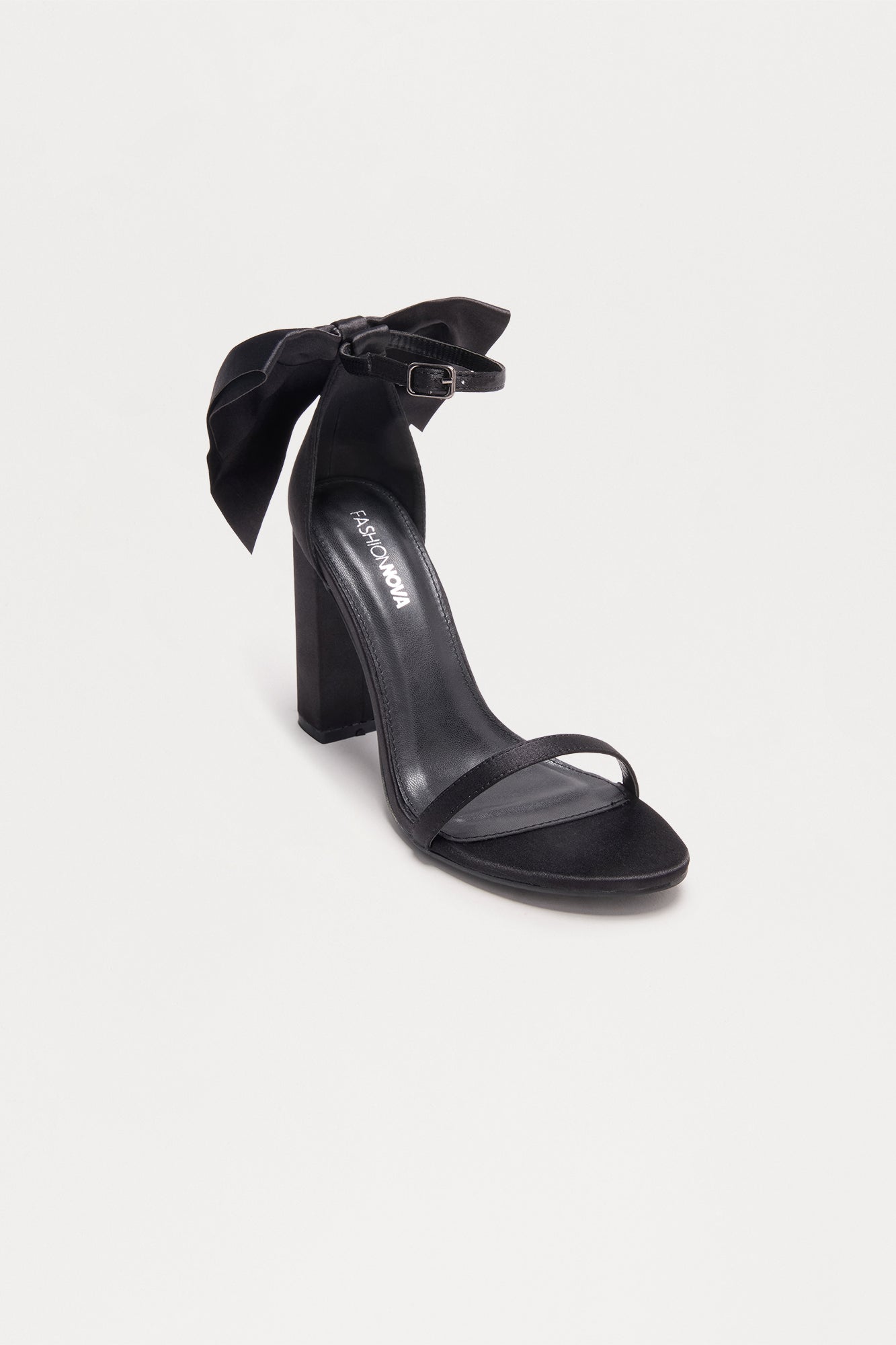 Flores Satin Bow Heels - Black
