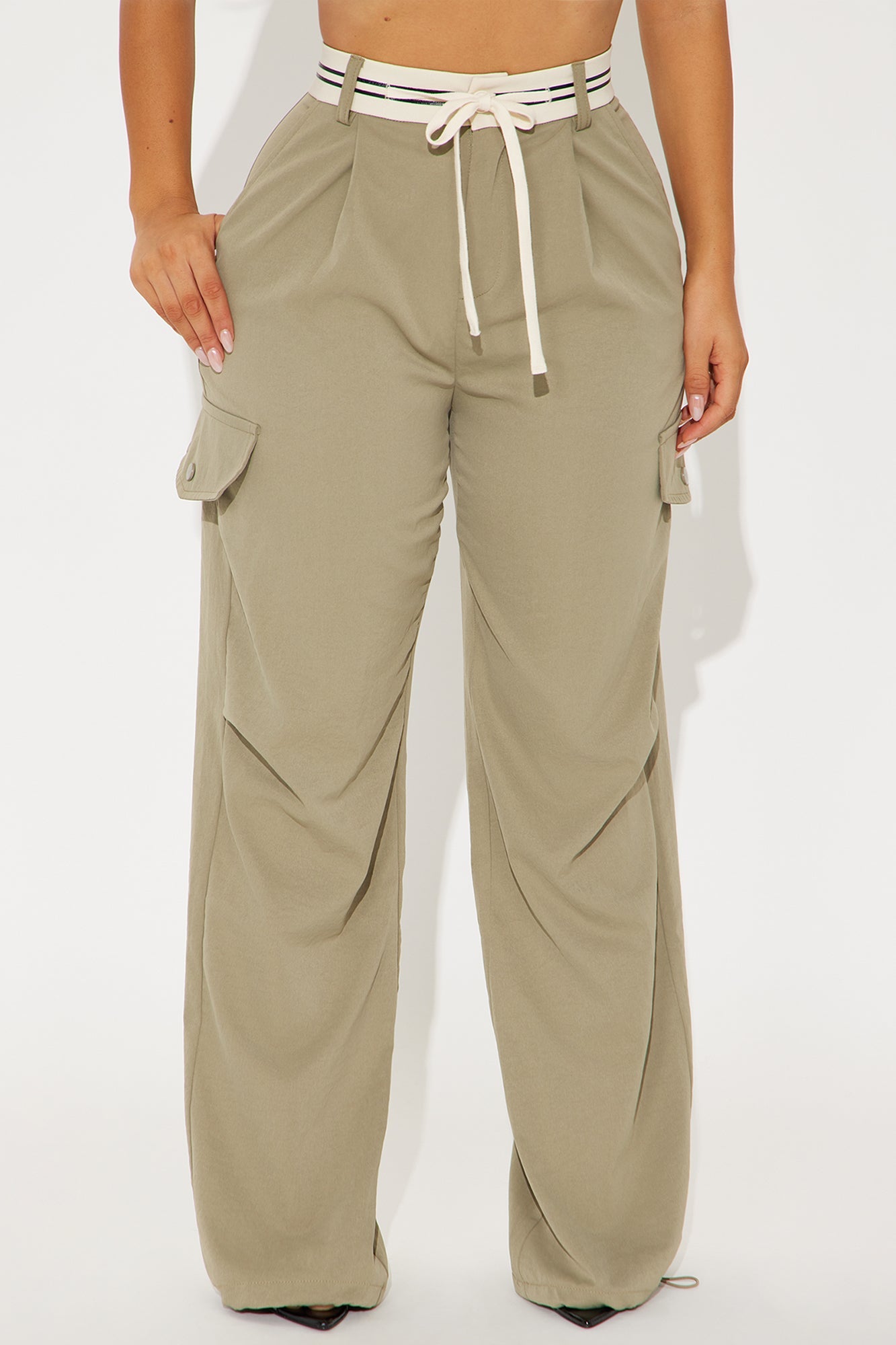 Mixed Feelings Contrast Waistband Jogger - Olive