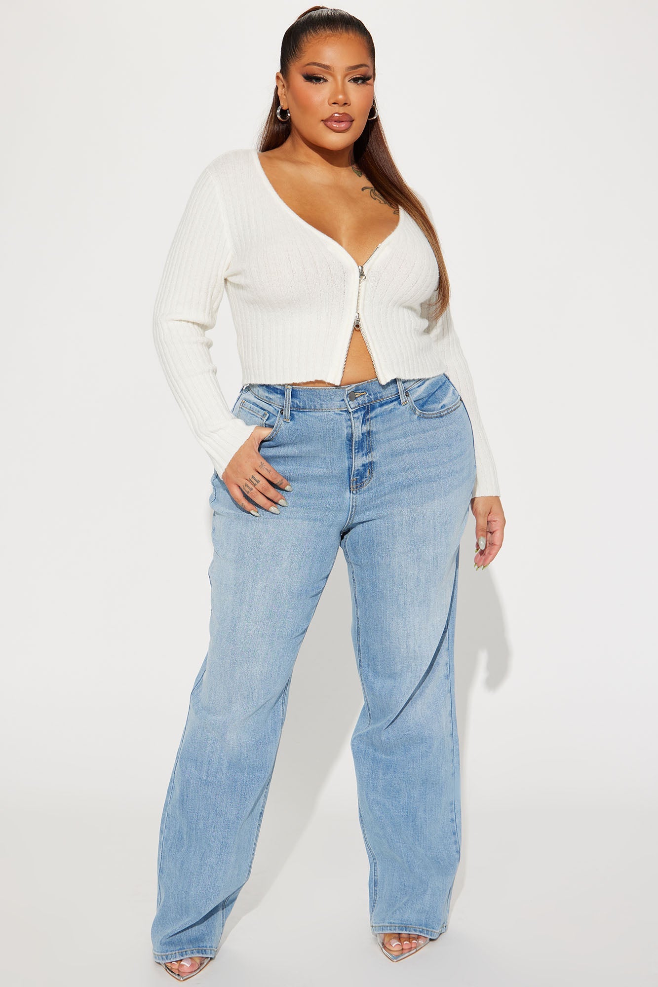 Be Authentic Slouchy Stretch Straight Leg Jeans - Vintage Wash