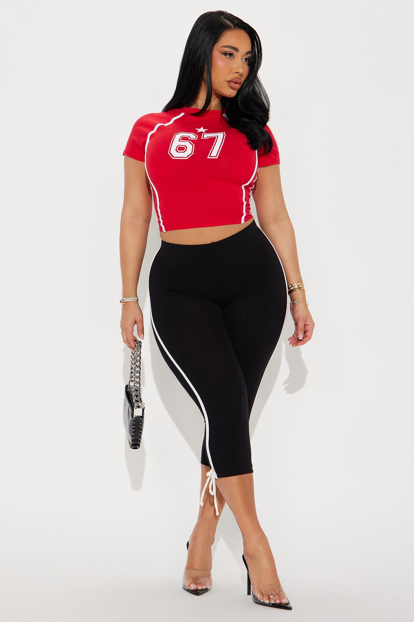 Lana Striped Capri Legging - Black/White