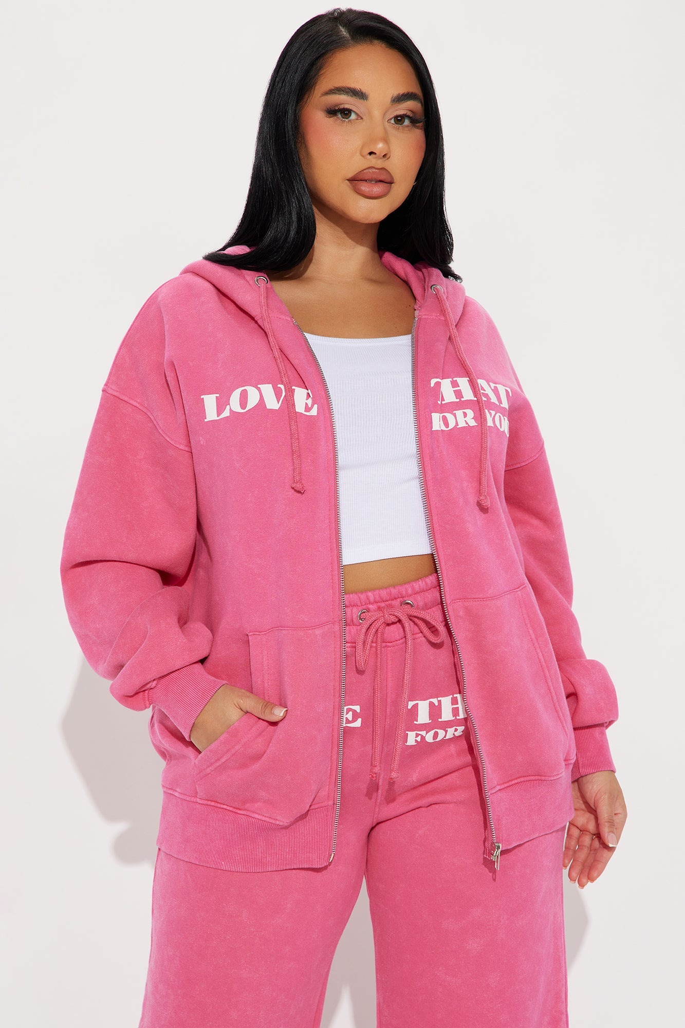 Love That Oversized Fleece Sweatsuit Set - Pink