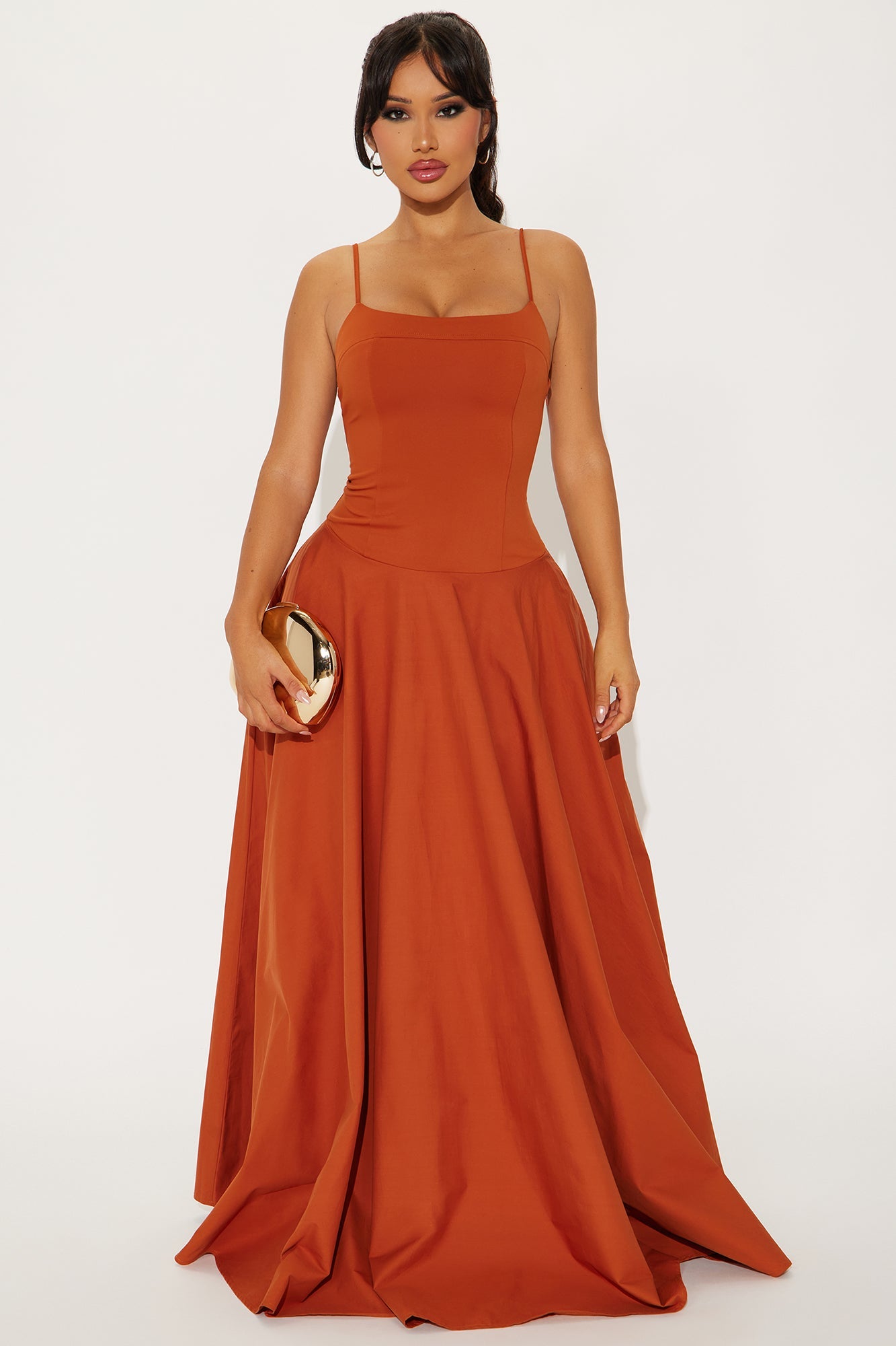 Renae Drop Waist Maxi Dress - Cognac
