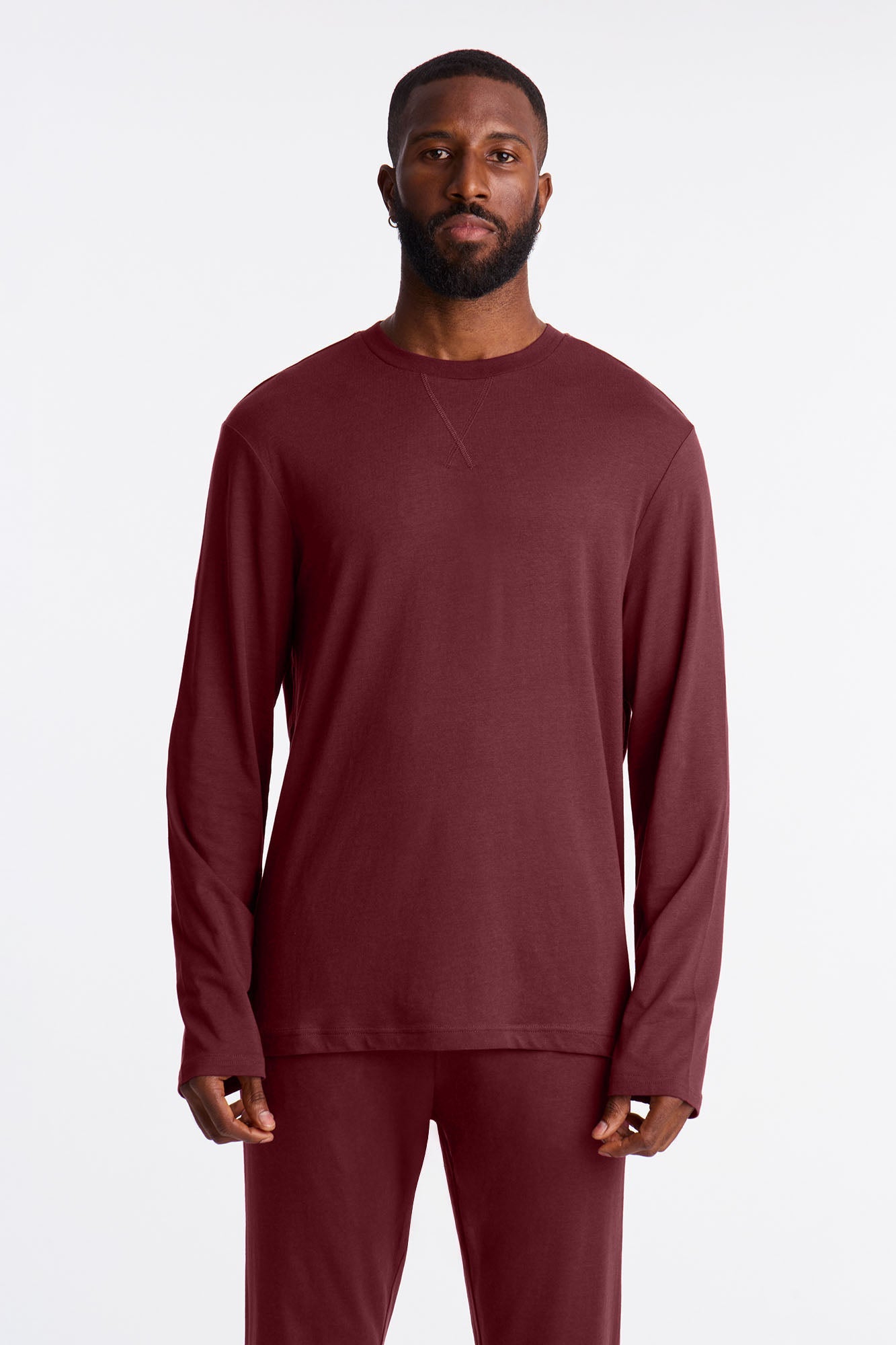 Essential Lounge Long Sleeve Tee - Burgundy