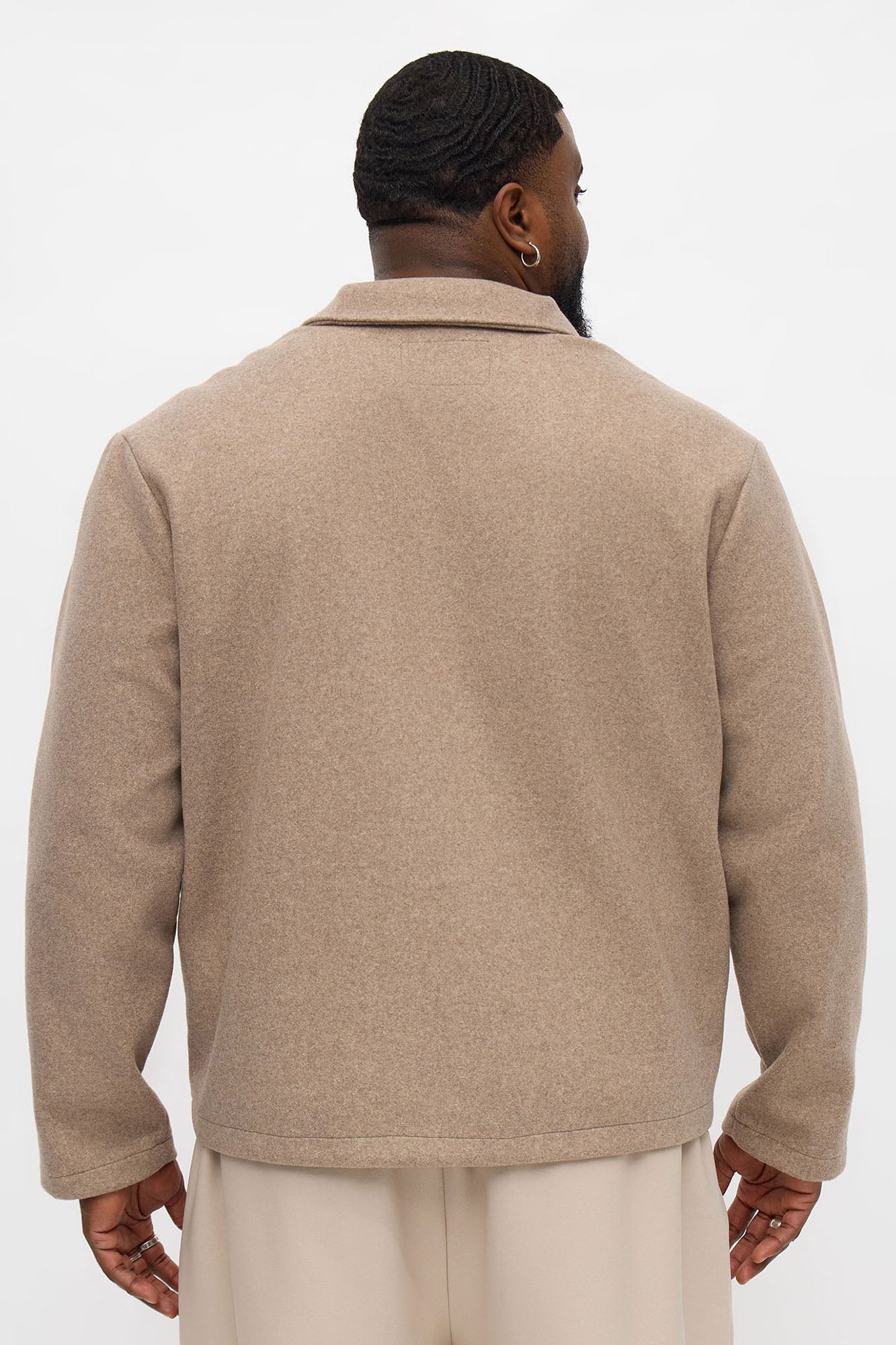 Elevated Faux Wool Chore Jacket - LightBrown