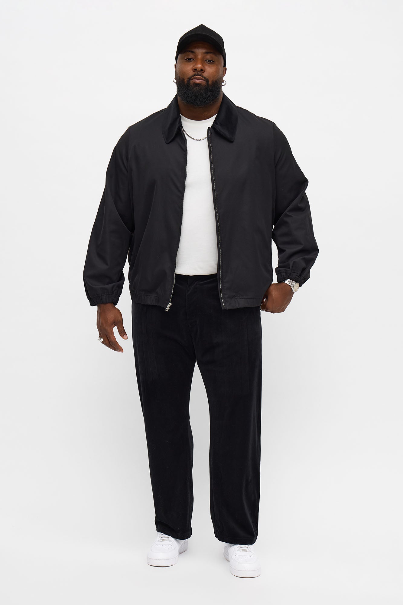 Lincoln Park Textured Collar Bomber Jacket - Black
