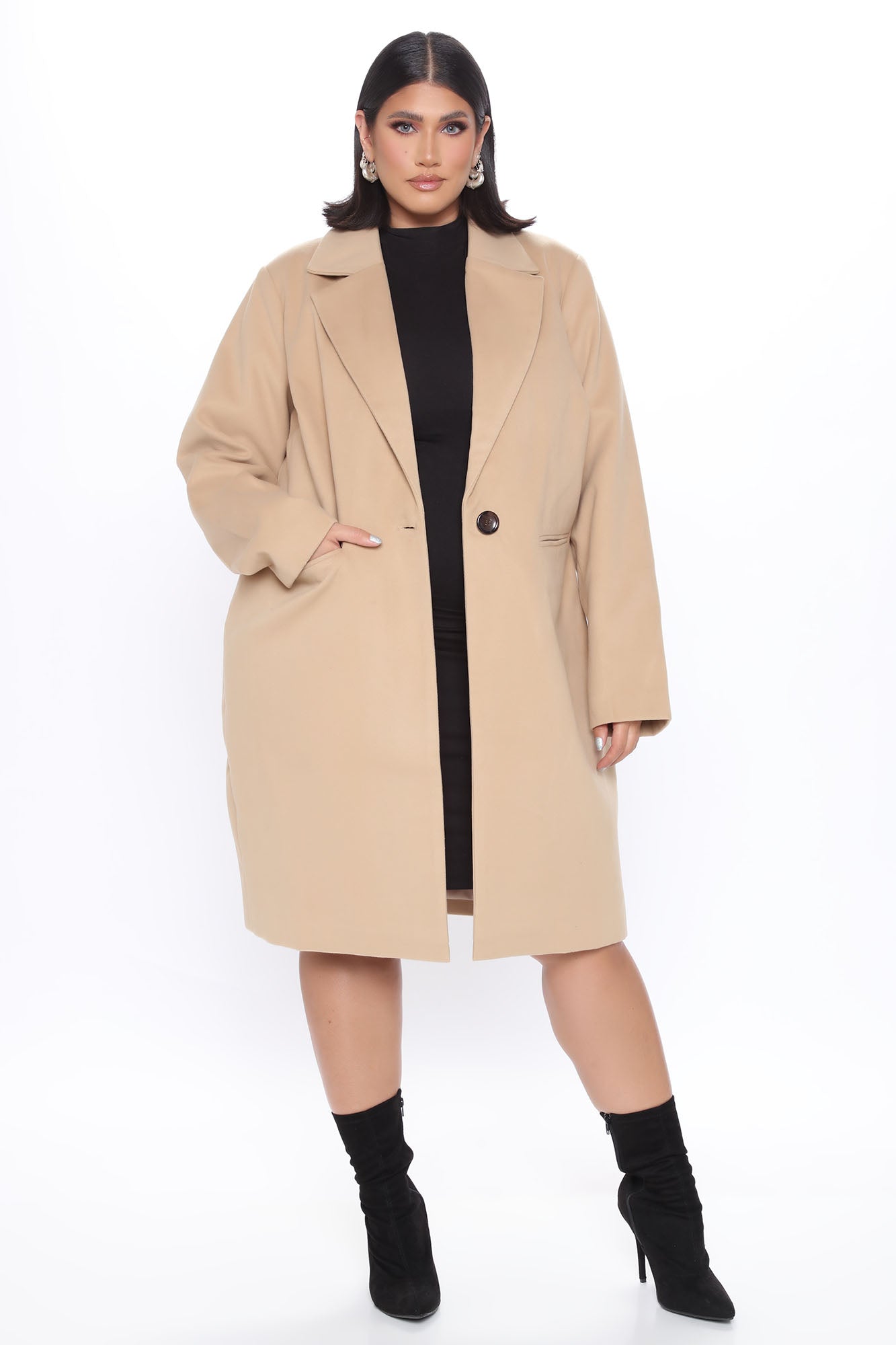 City Chic Coat - Taupe