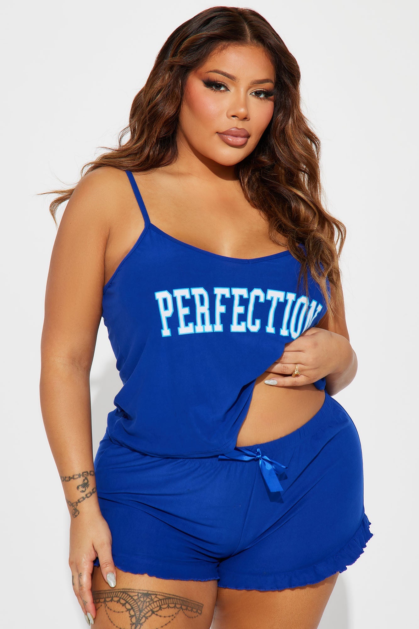 I Am Perfection PJ Short Set - Blue