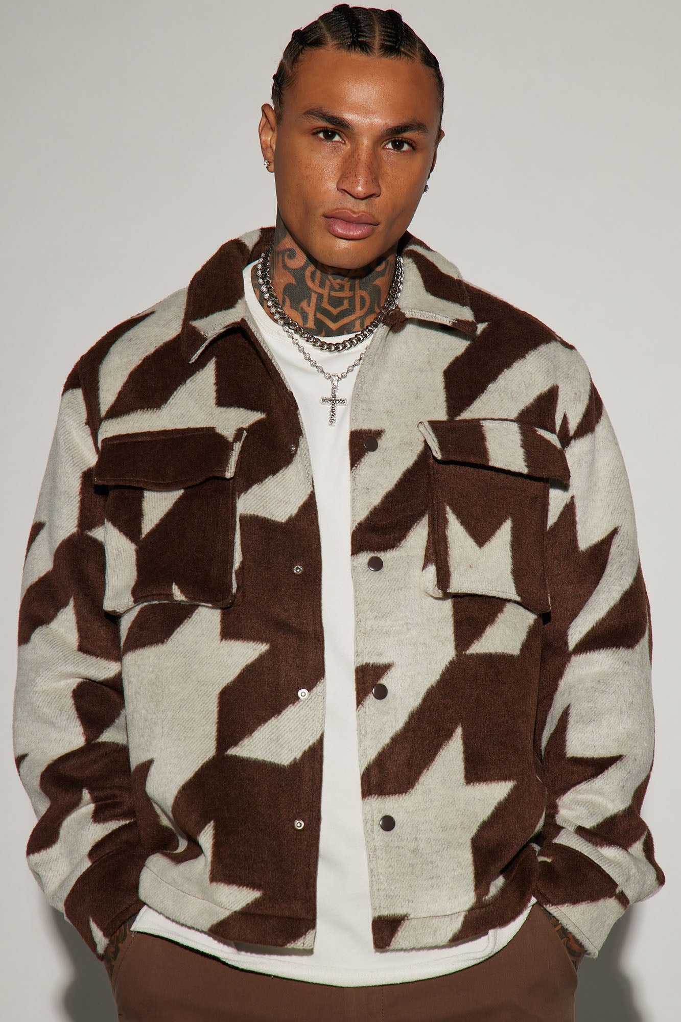 Charlie Felt Shacket - Brown/combo