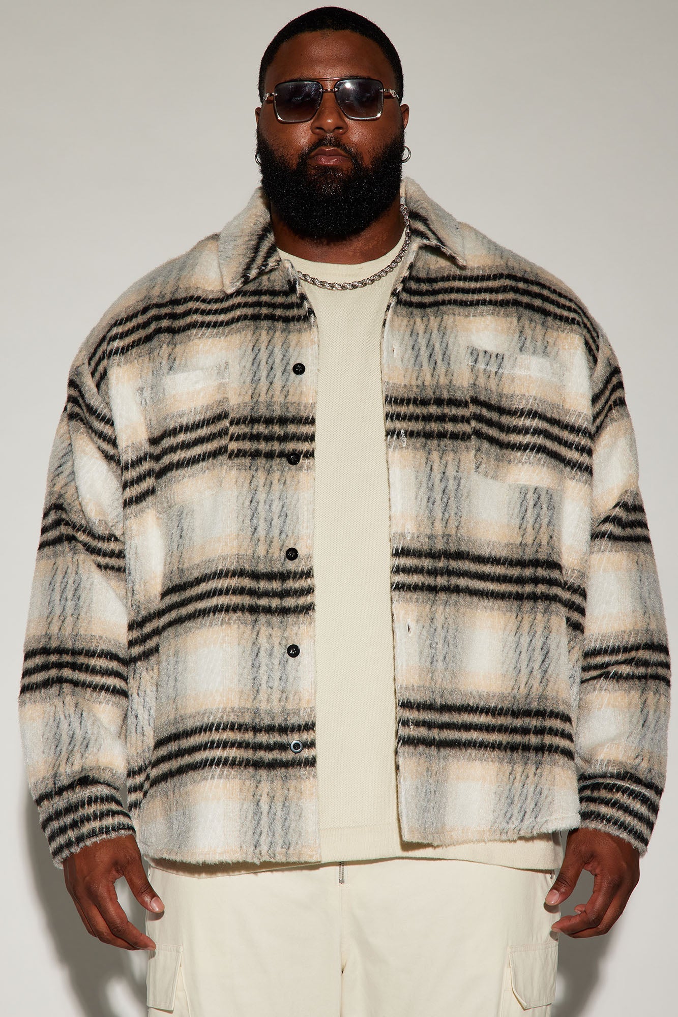 Move Up Plaid Shacket - Black/combo