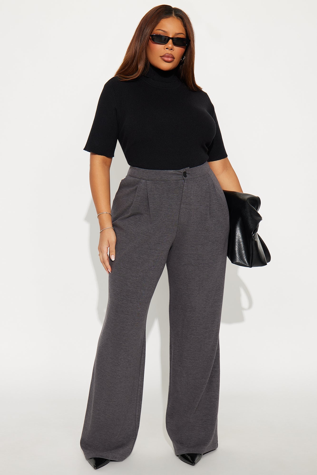 Wilma Wide Leg Trousers 33″ - Charcoal