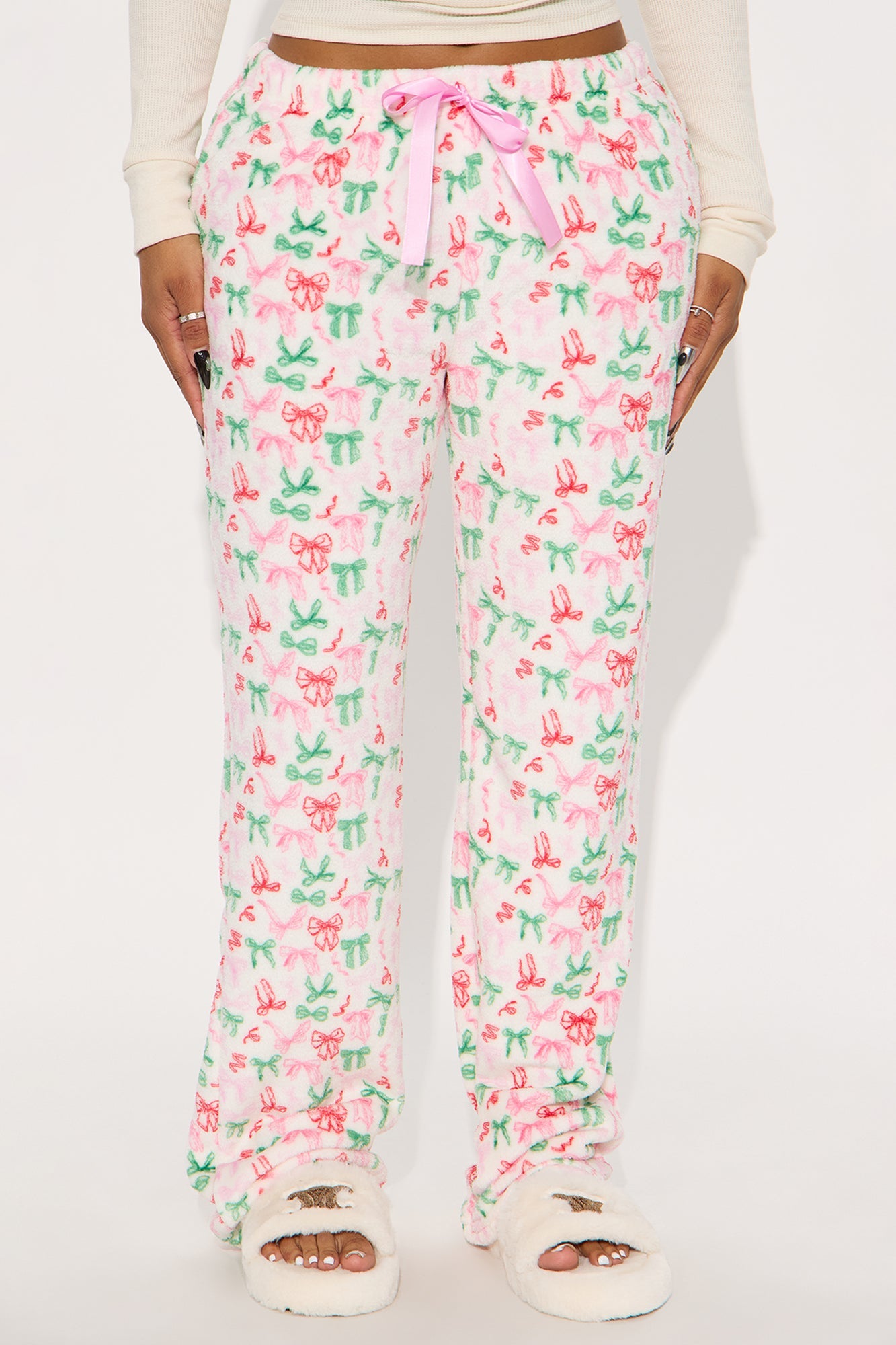 Cutie Bows Plush PJ Pants - Pink/combo