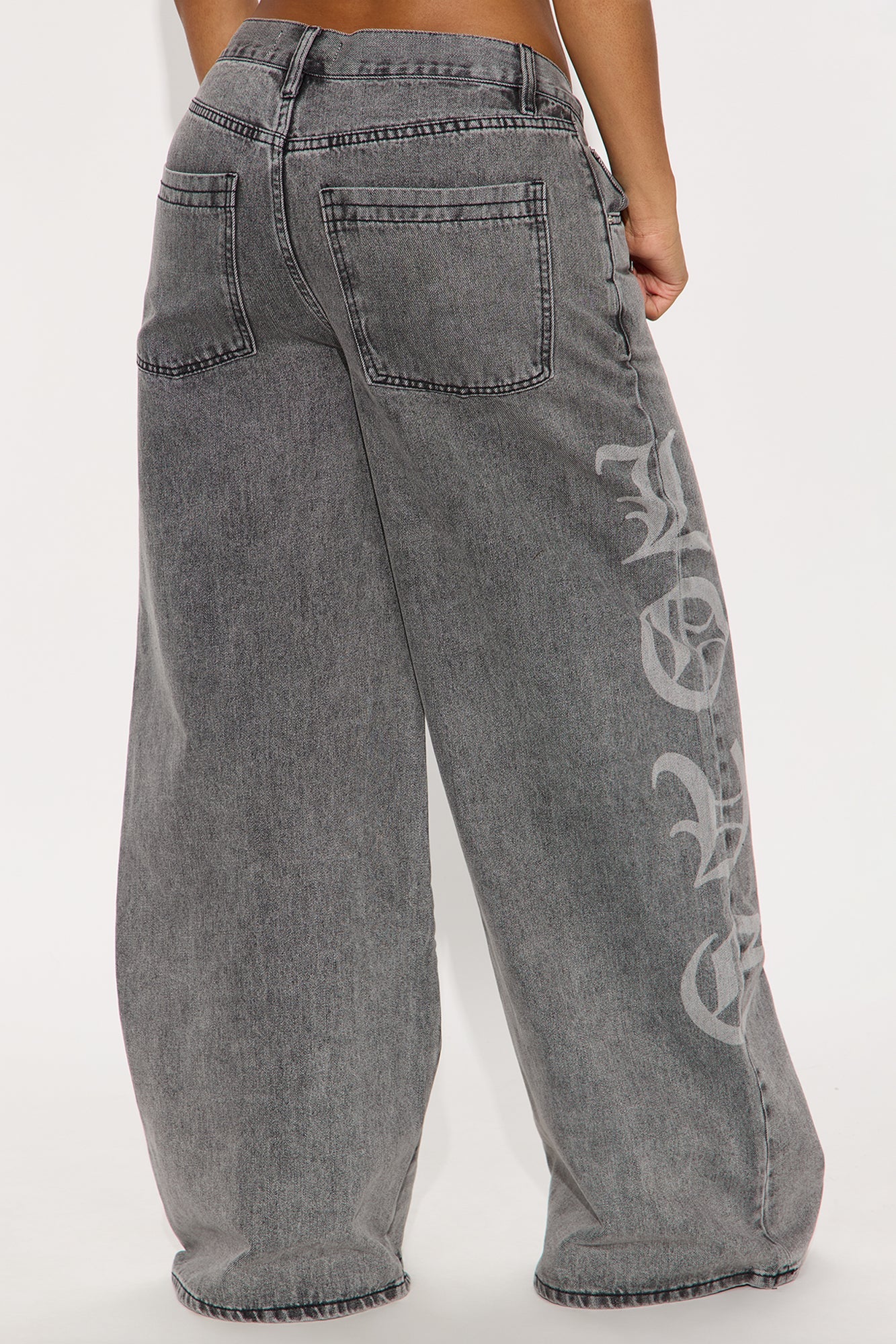 Anything For Love Printed Jeans - Grey
