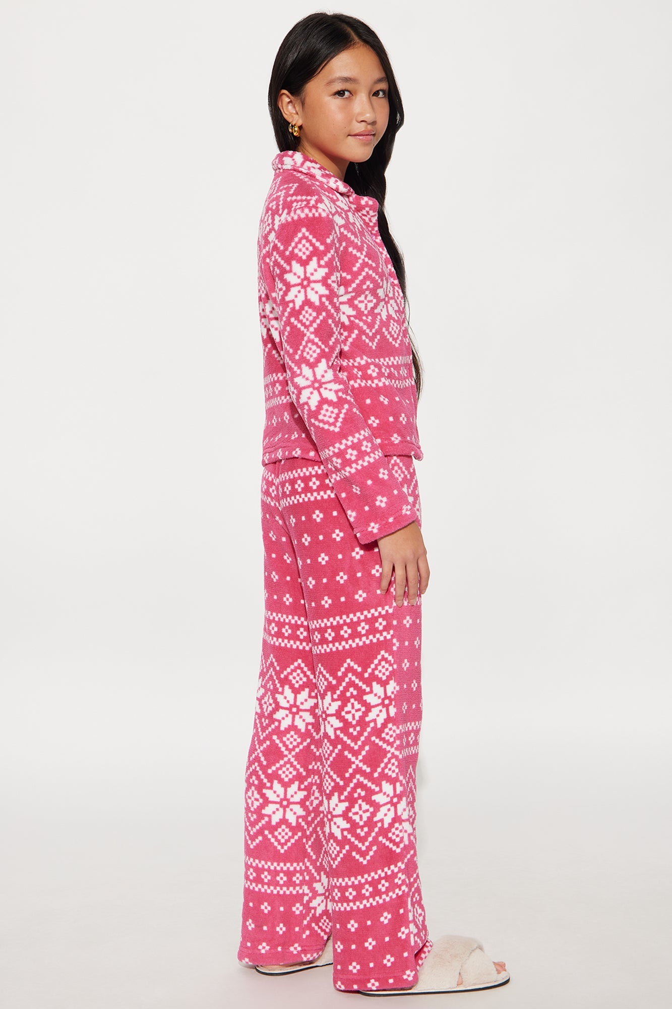 Mini Winter Cutie Plush Long Sleeve Pant Set - Pink