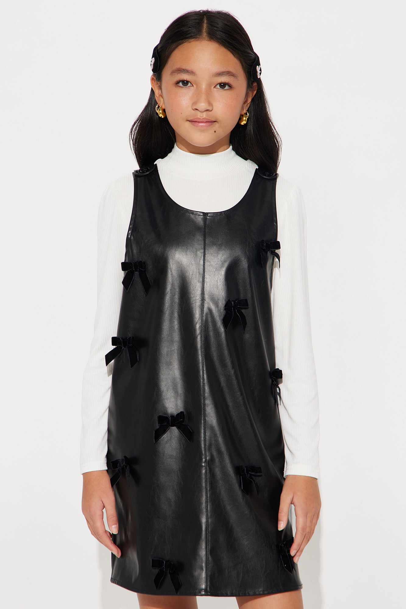Mini Delilah Faux Leather Dress And Top Set - Black