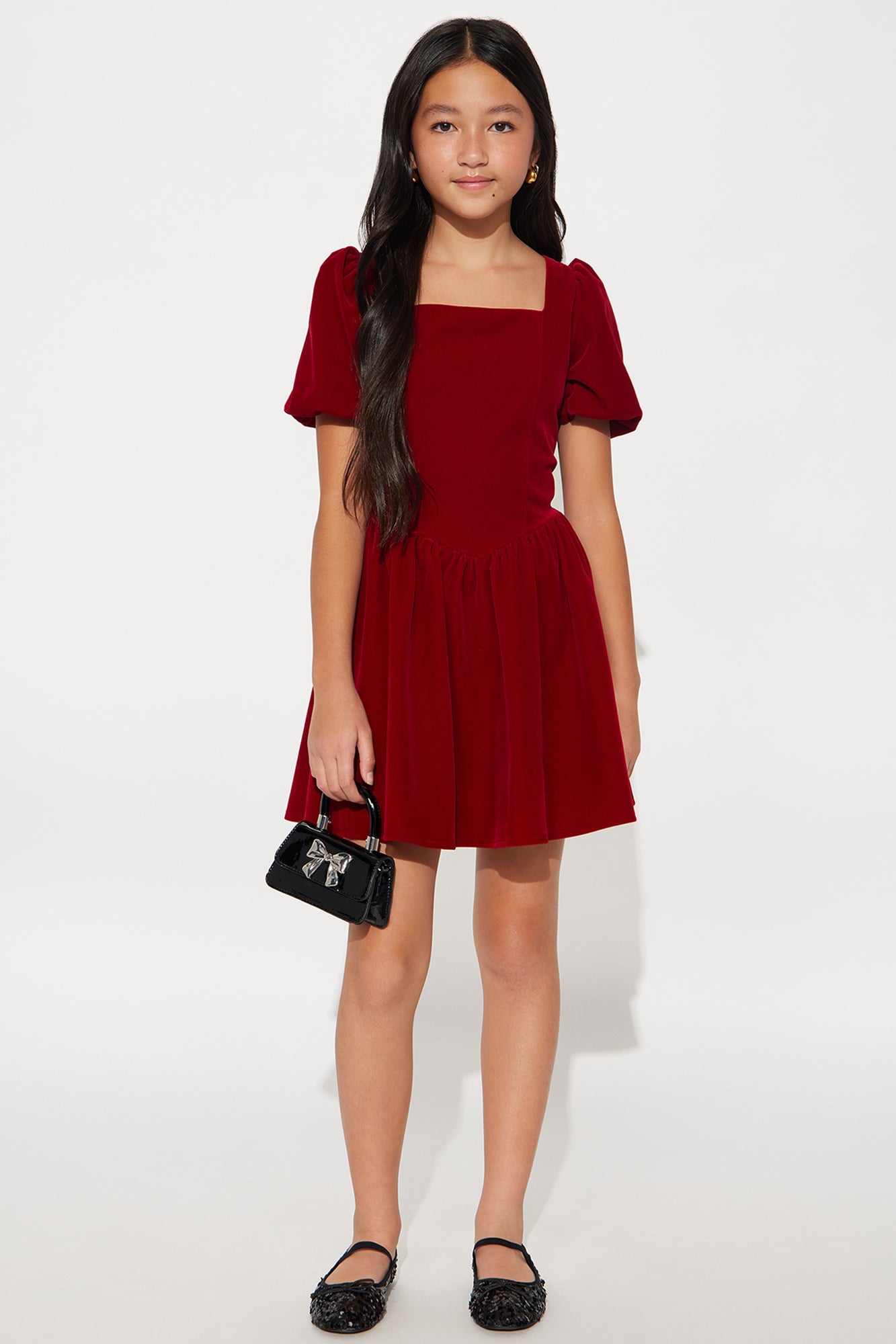 Mini Joyce Velvet Dress - Wine