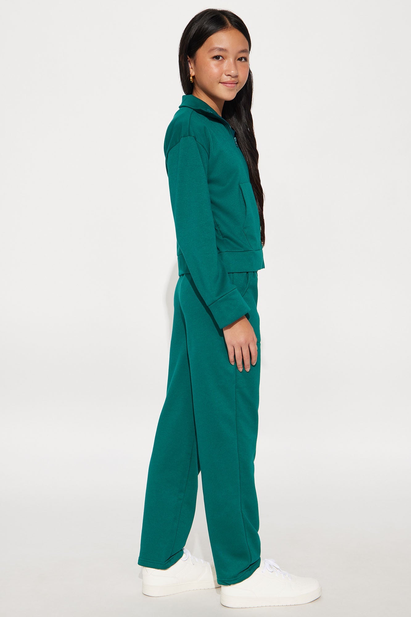 Mini Blake Zip Up Fleece Pant Set - Hunter