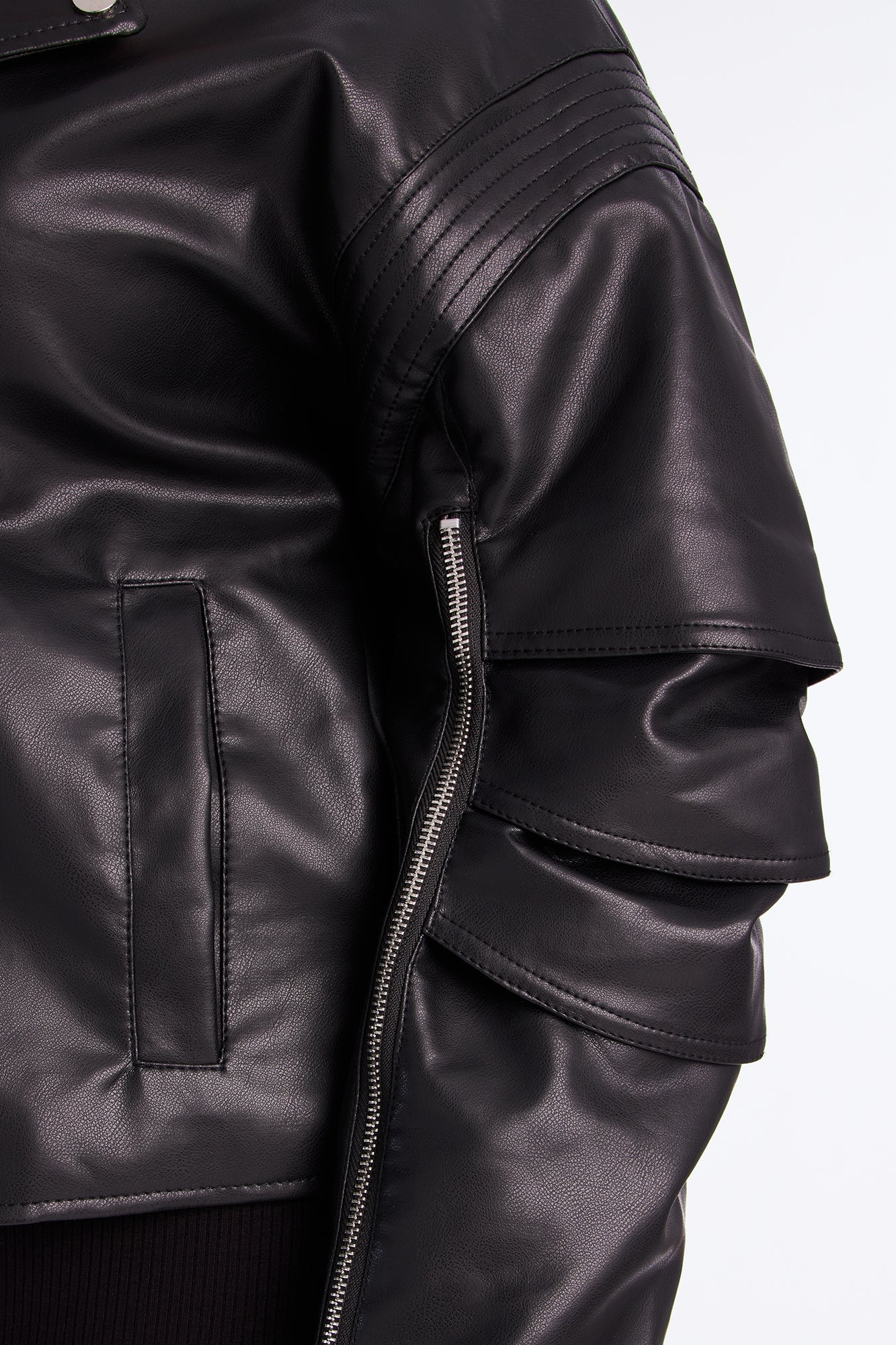 Bet On Me Oversized Faux Leather Moto Jacket - Black