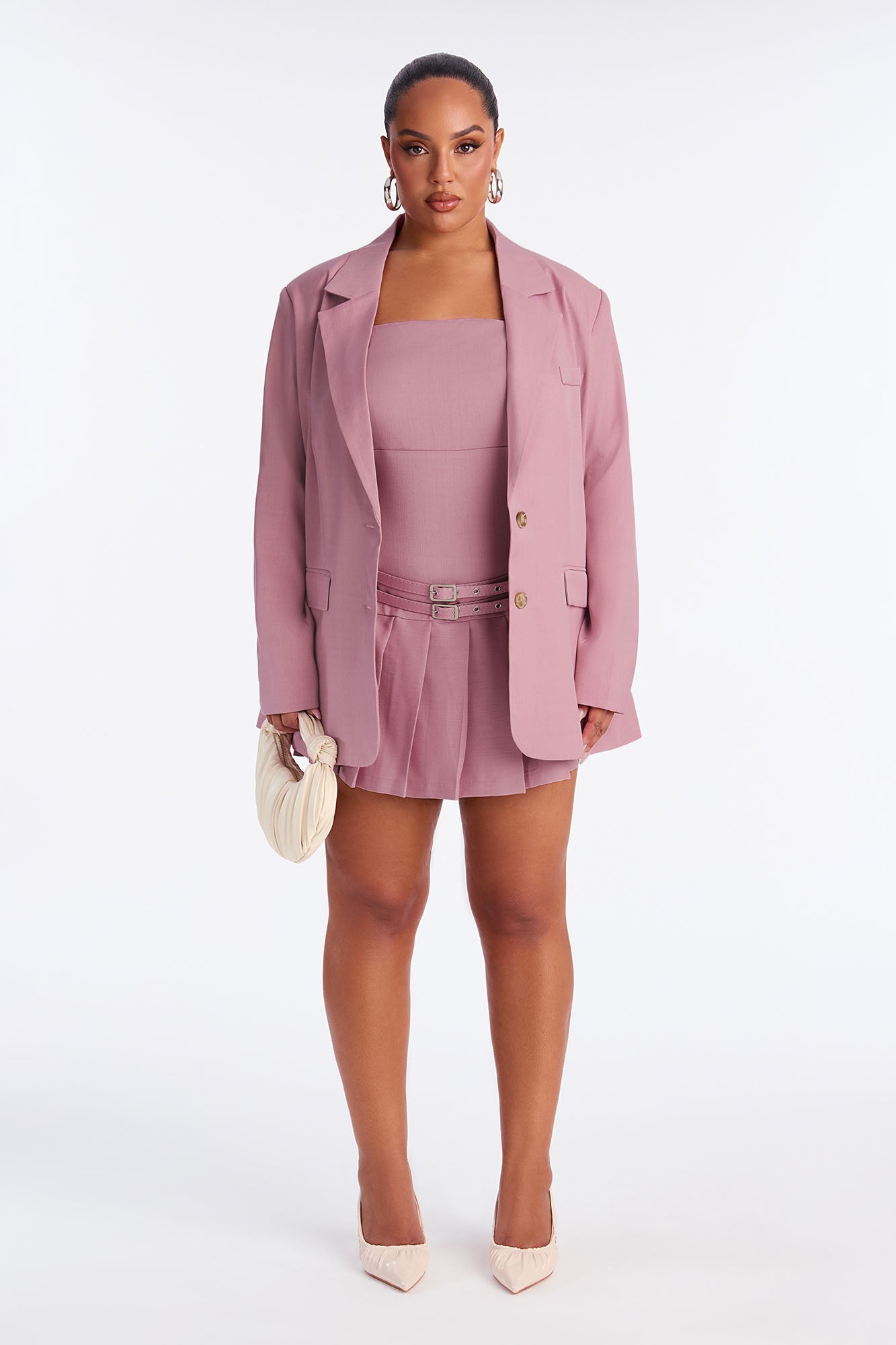Bronwyn Belted Mini Dress Set - Mauve