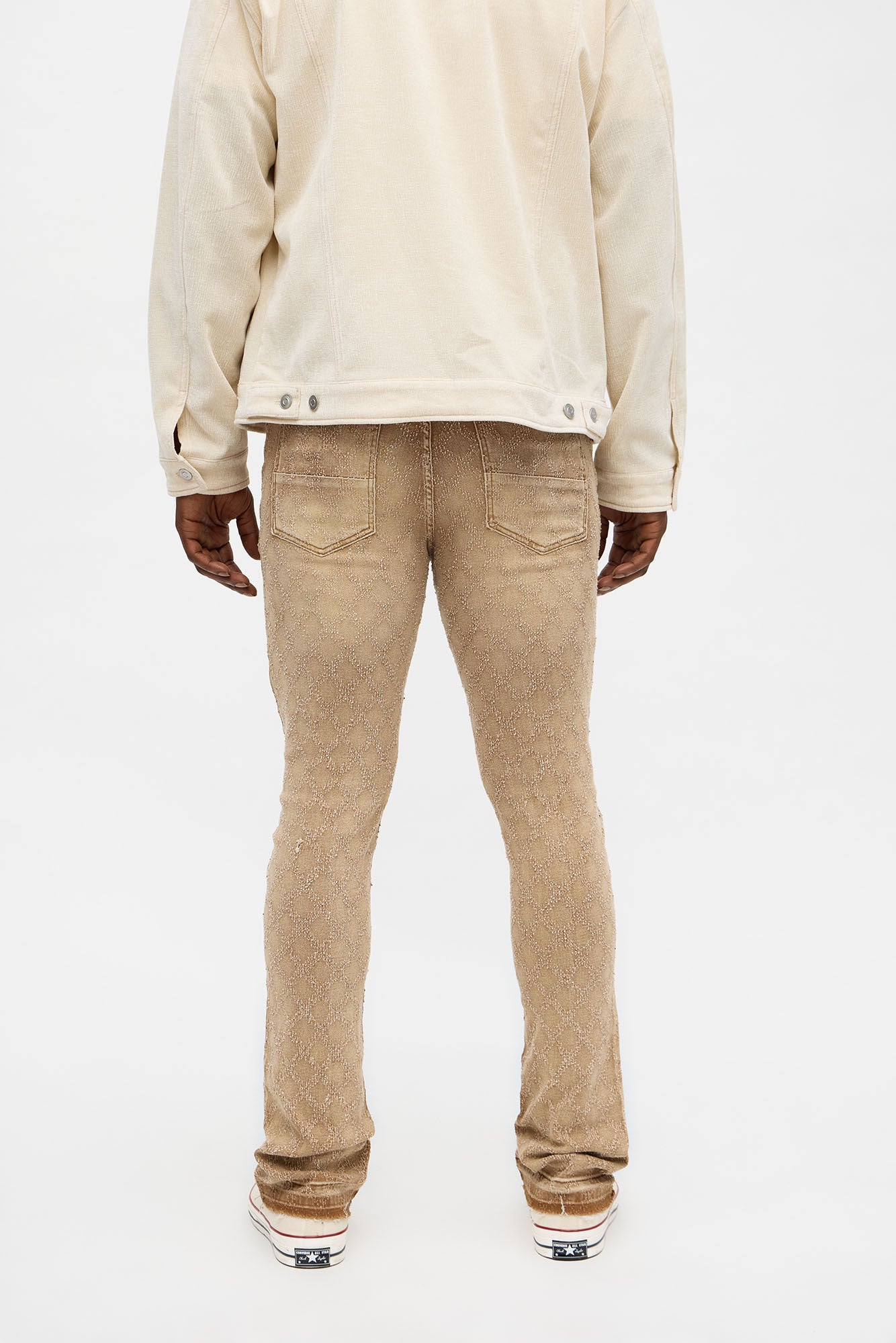 Stacked Slim Flare We WIldin In Bling Jean - Brown