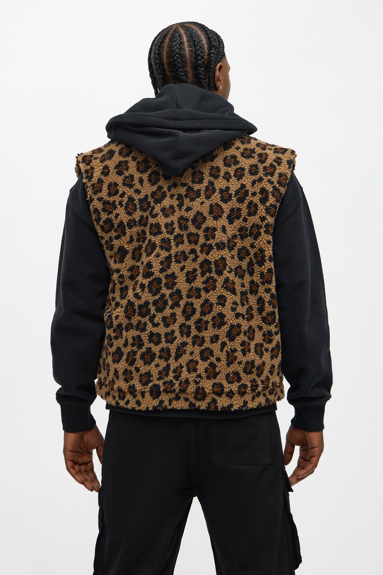 Relaxed Faux Fur Leopard Vest - Brown