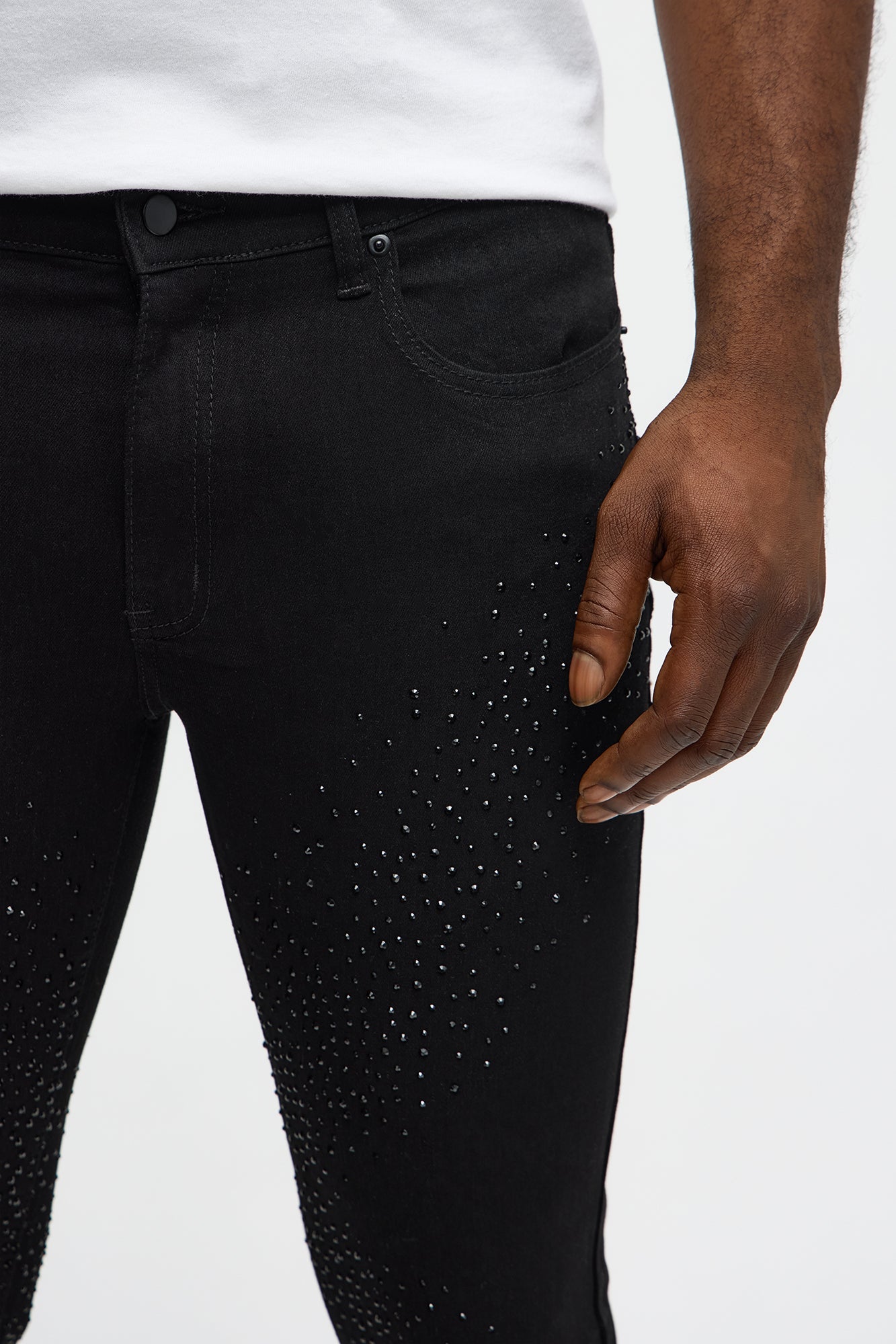 Stacked Skinny Flare Got That Razz Jewel Jean - Black
