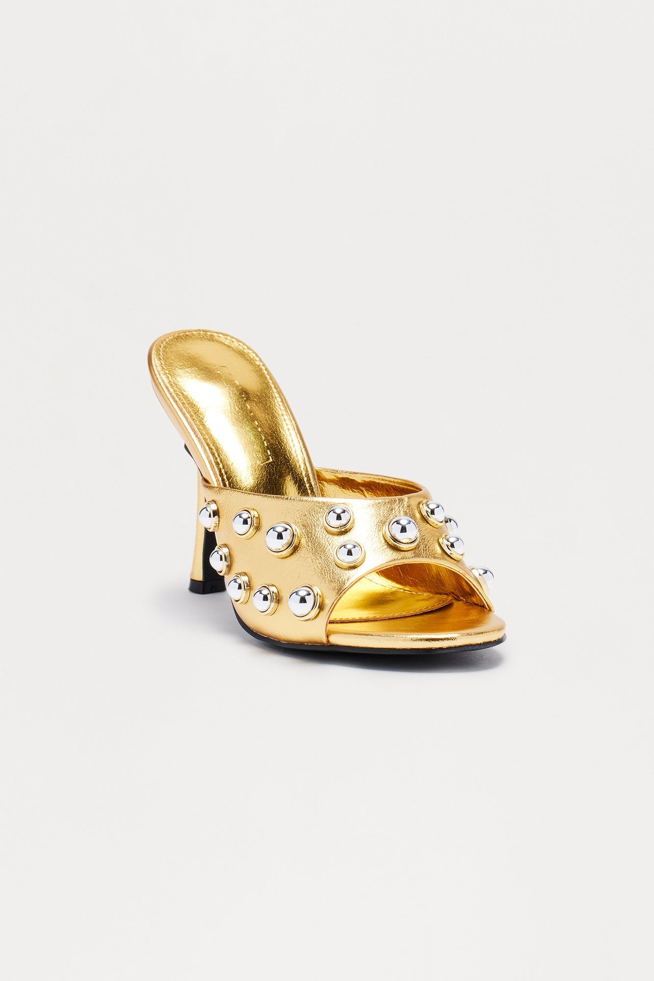 Malabo Studded Metallic Heels - Gold