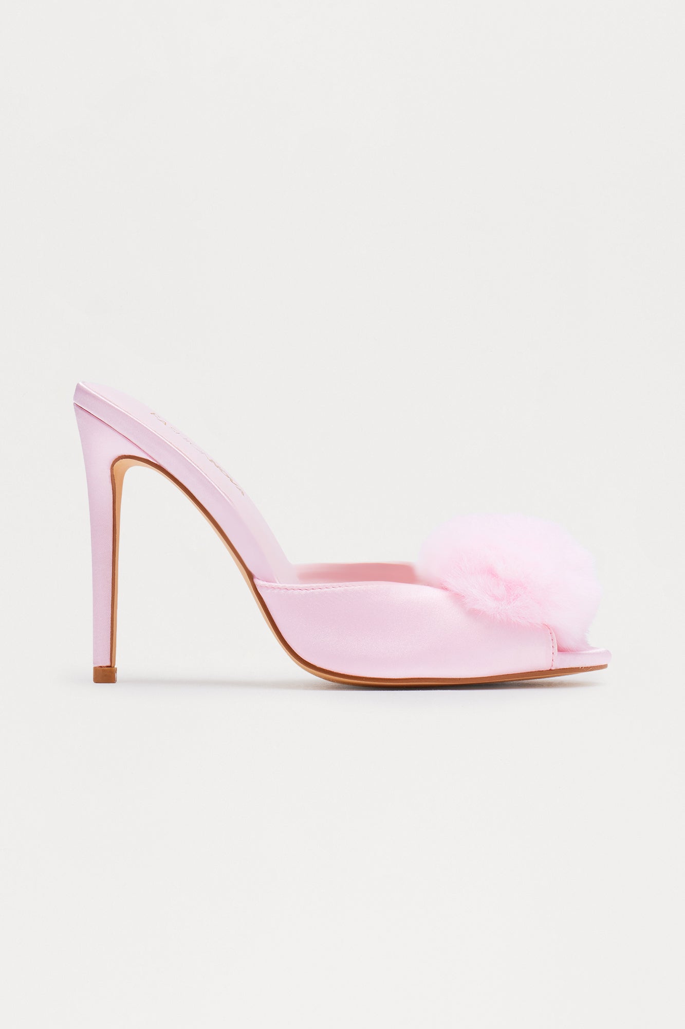 Shayla Faux Fur Satin Heels - Pink