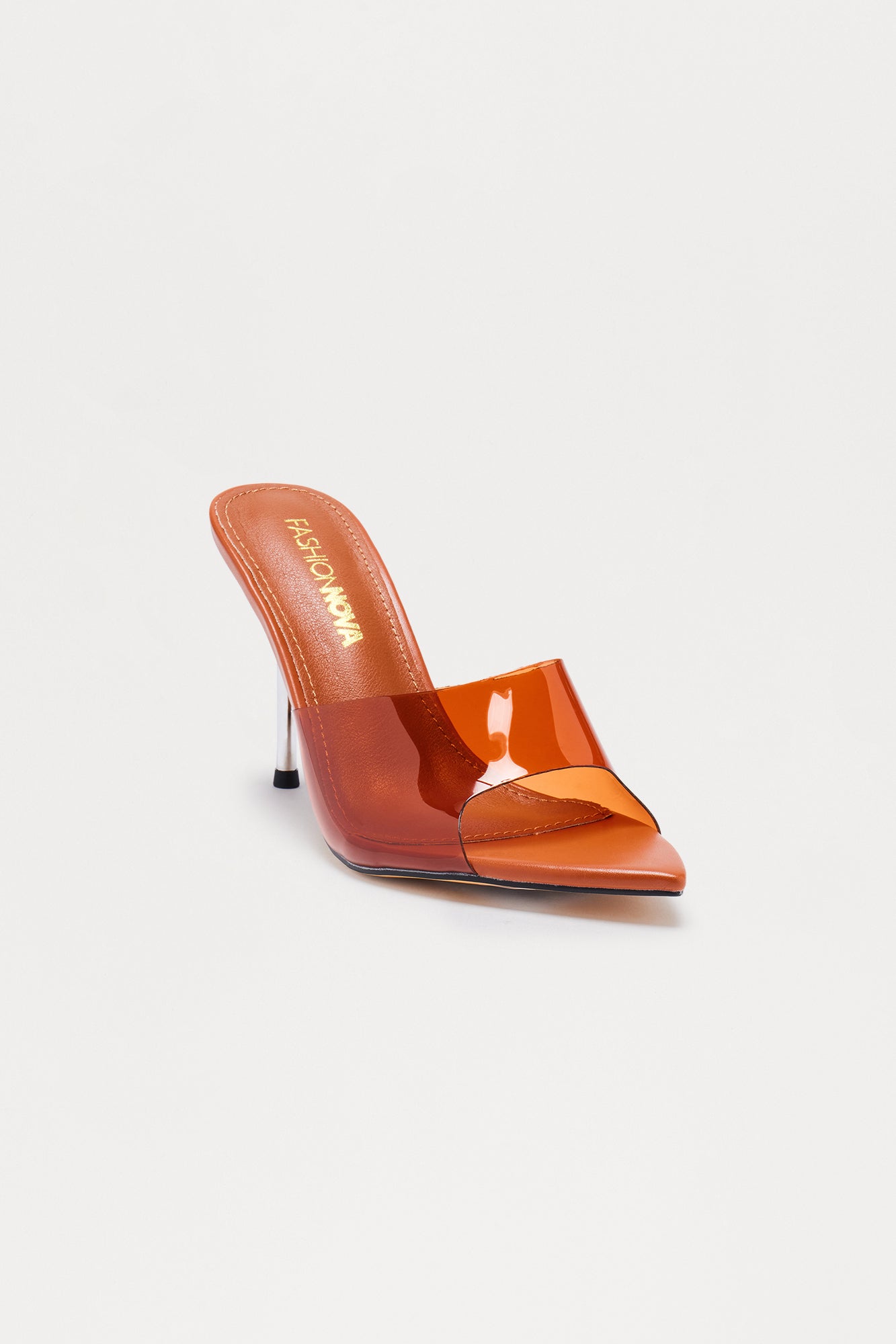 Teela Clear Stiletto Heels - Brown