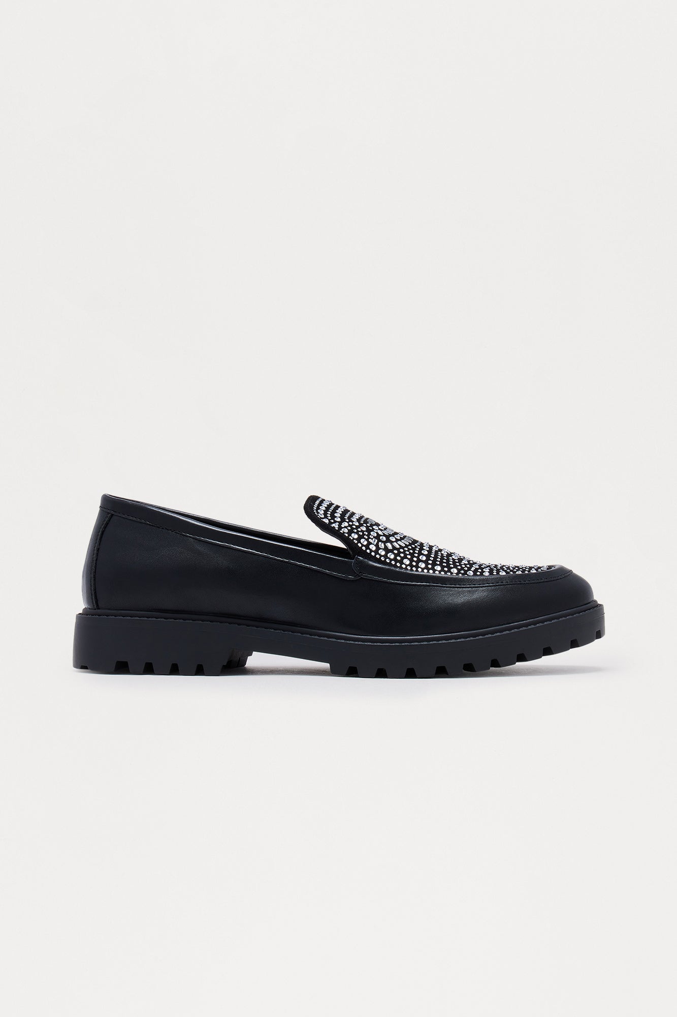 Embellished Slip On Loafers - Black