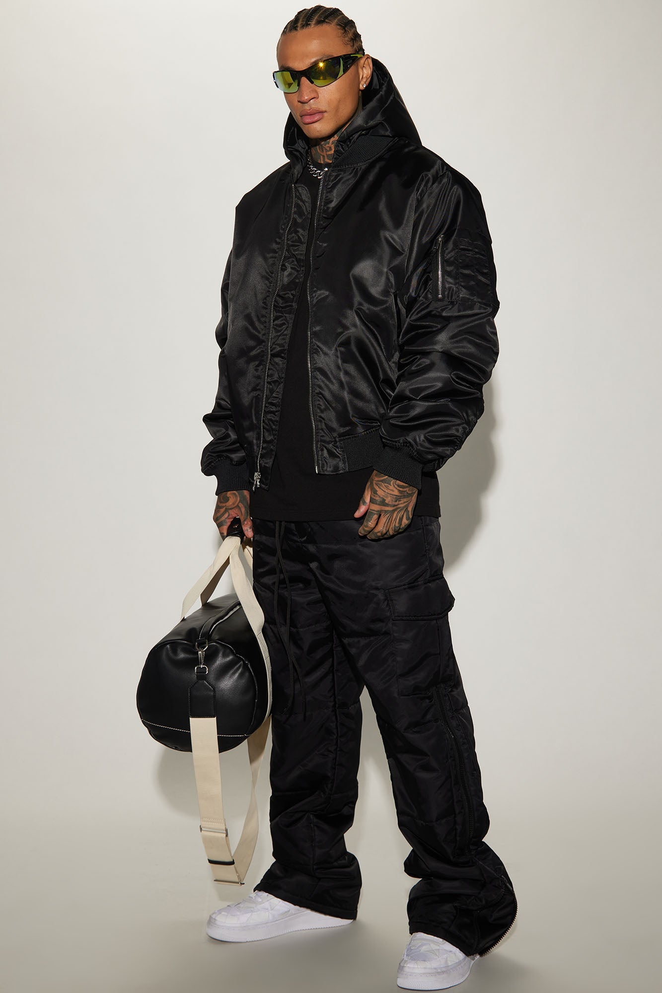 Ride With Me Baggy Padded Nylon Pants - Black
